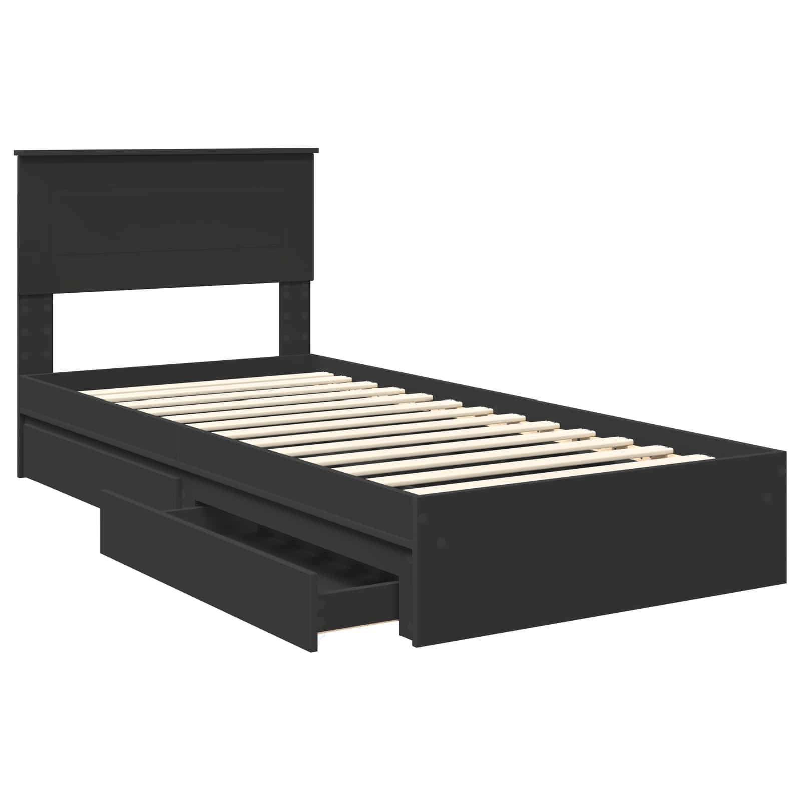 Krevet s od storage Crna 90 x 190 cm Konstruirano drvo