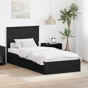 Krevet s od storage Crna 75 x 190 cm Konstruirano drvo