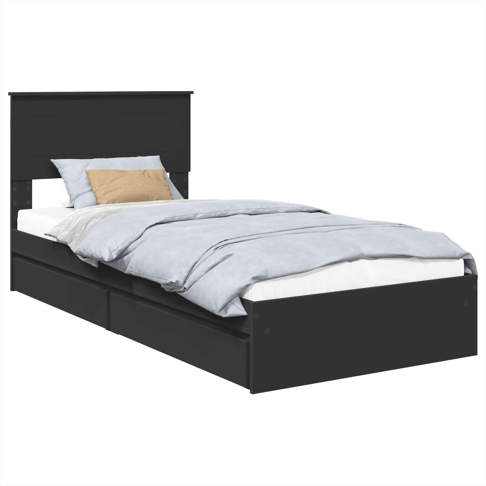 Krevet s od storage Crna 75 x 190 cm Konstruirano drvo
