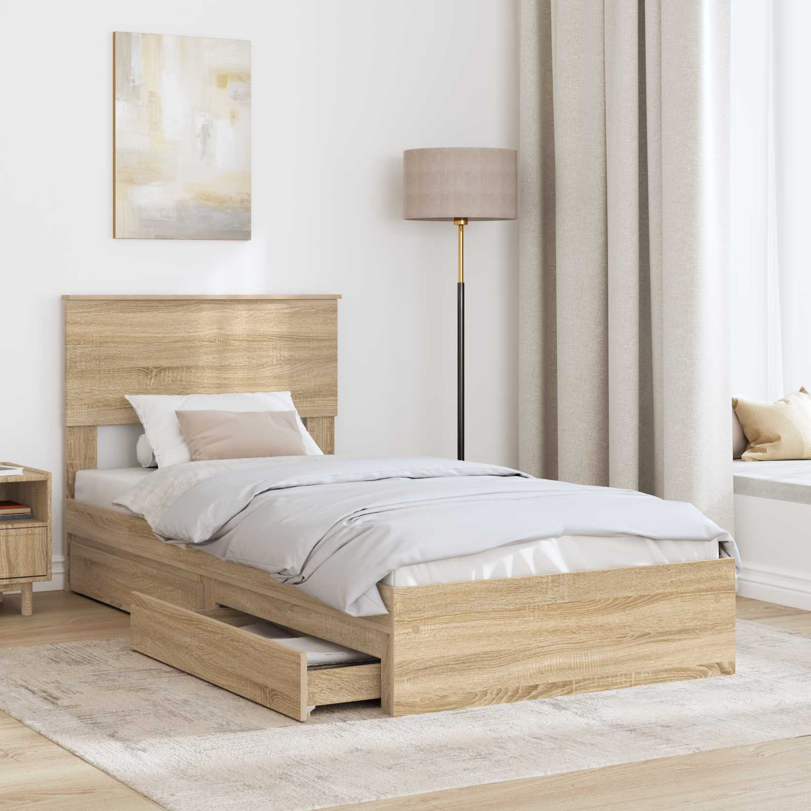 Krevet s od storage Sonoma hrast 75 x 190 cm Konstruirano drvo