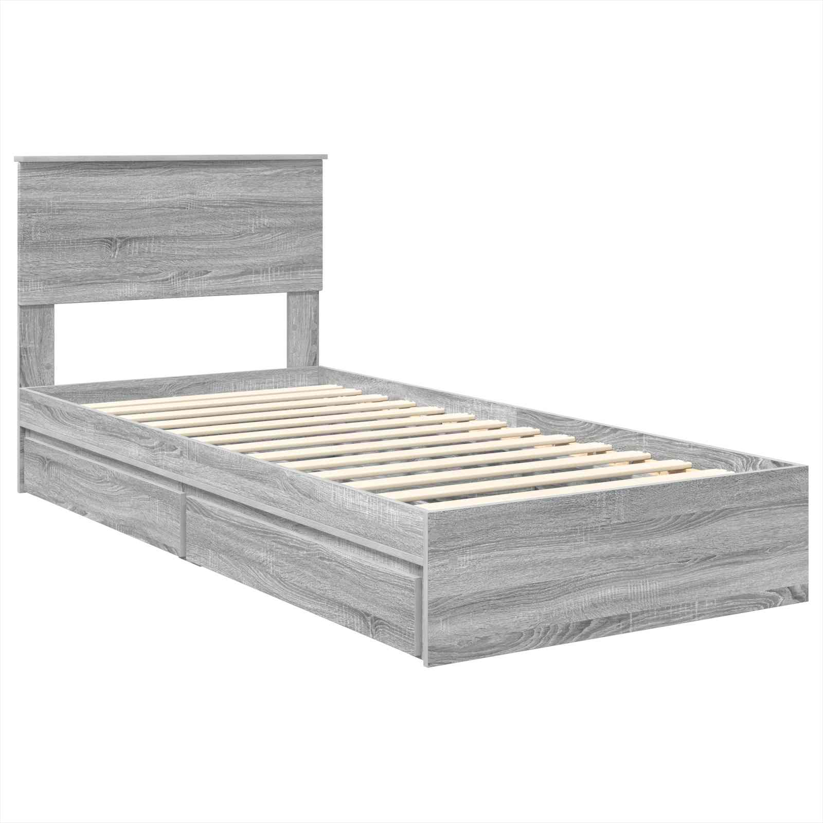 Krevet s od storage Siva Sonoma 75 x 190 cm Konstruirano drvo