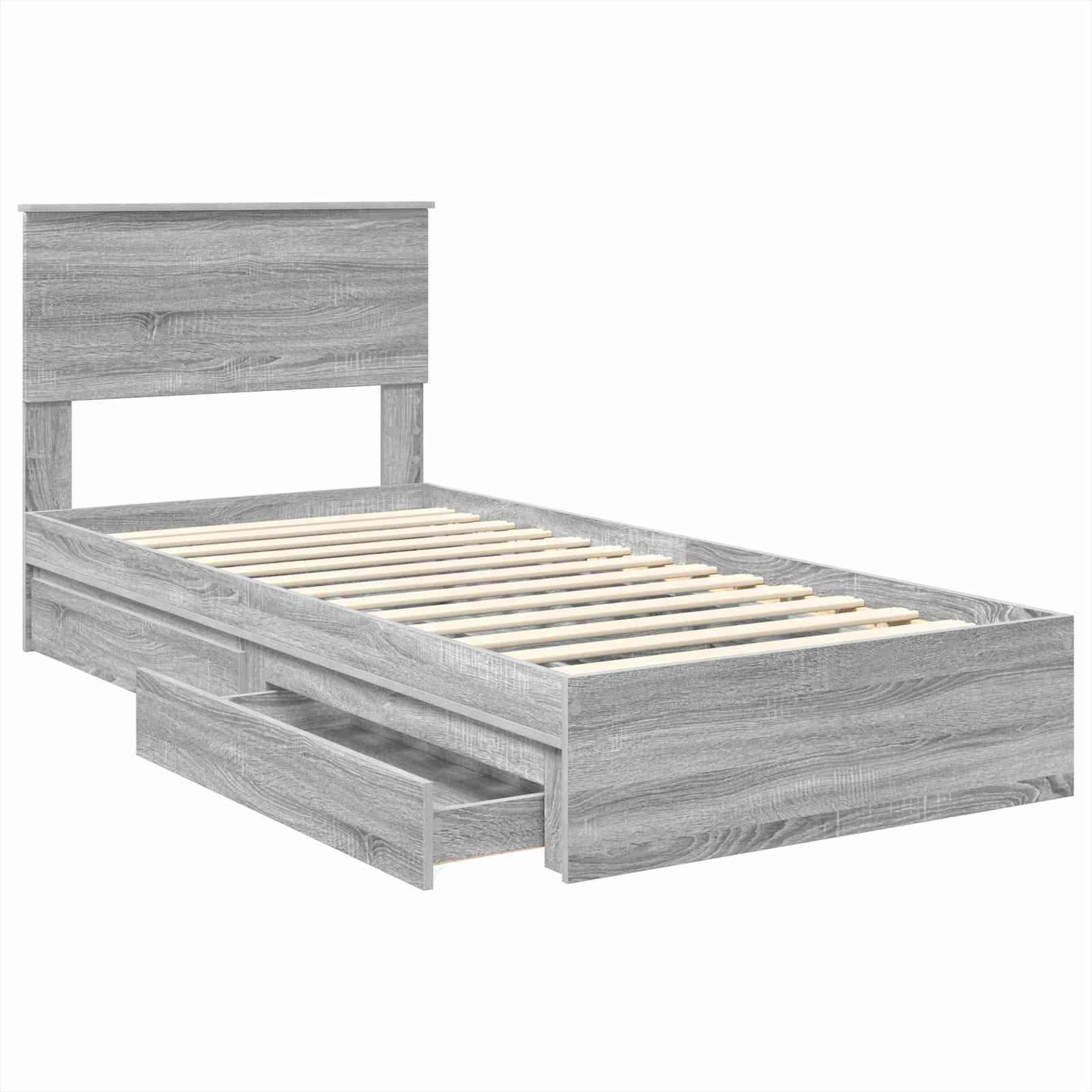 Krevet s od storage Siva Sonoma 75 x 190 cm Konstruirano drvo