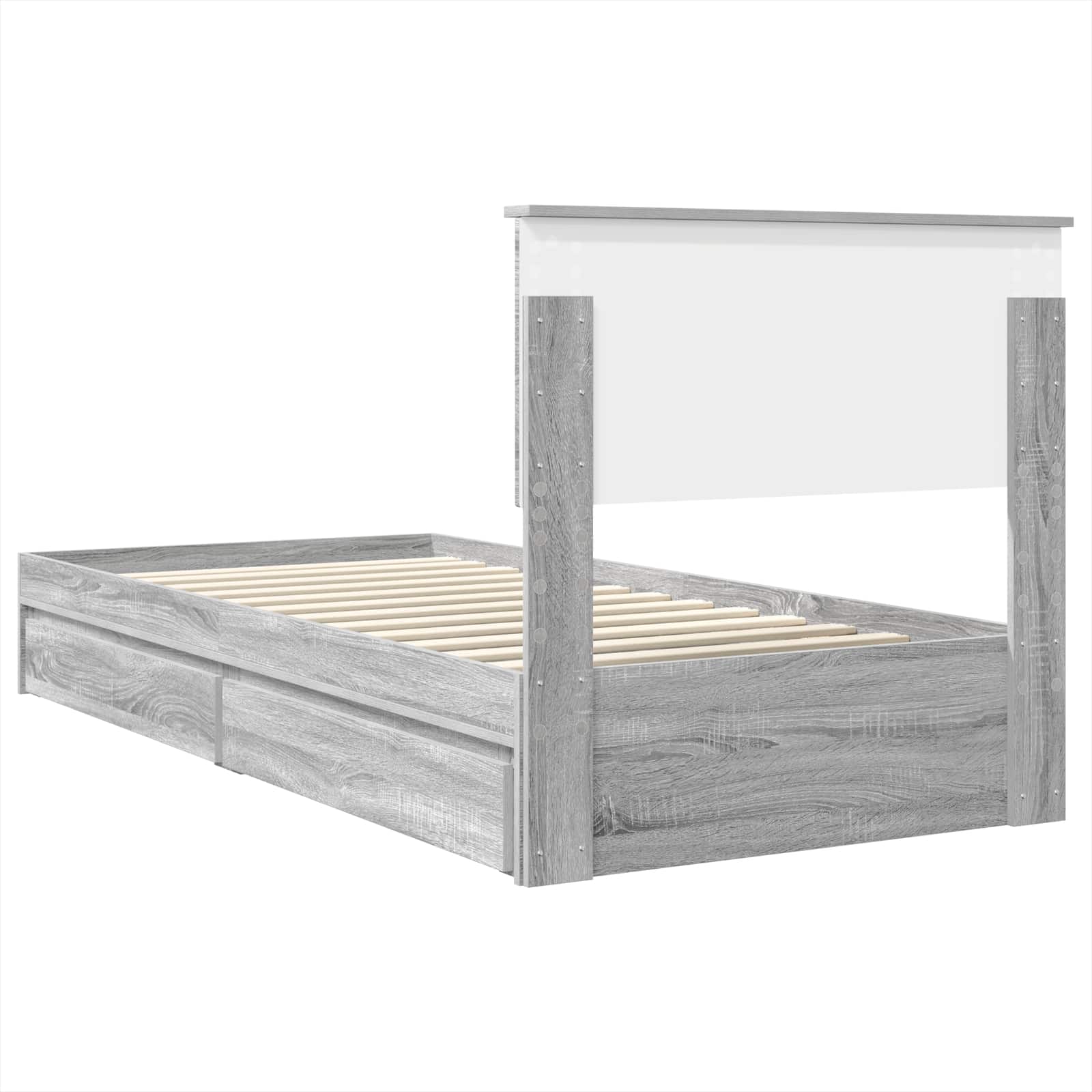 Krevet s od storage Siva Sonoma 75 x 190 cm Konstruirano drvo