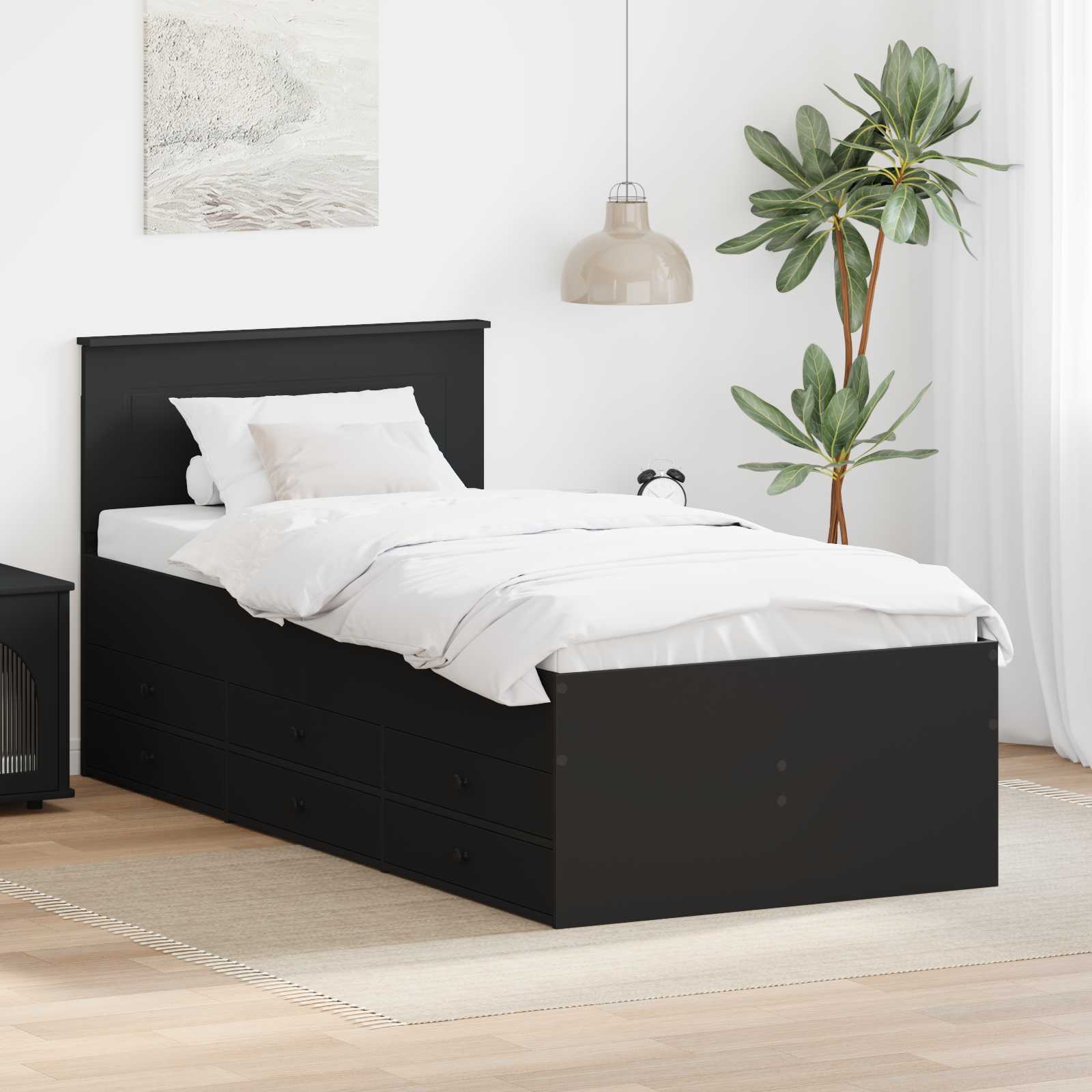 Krevet na dan s ladicama Crna 100 x 200 cm Konstruirano drvo