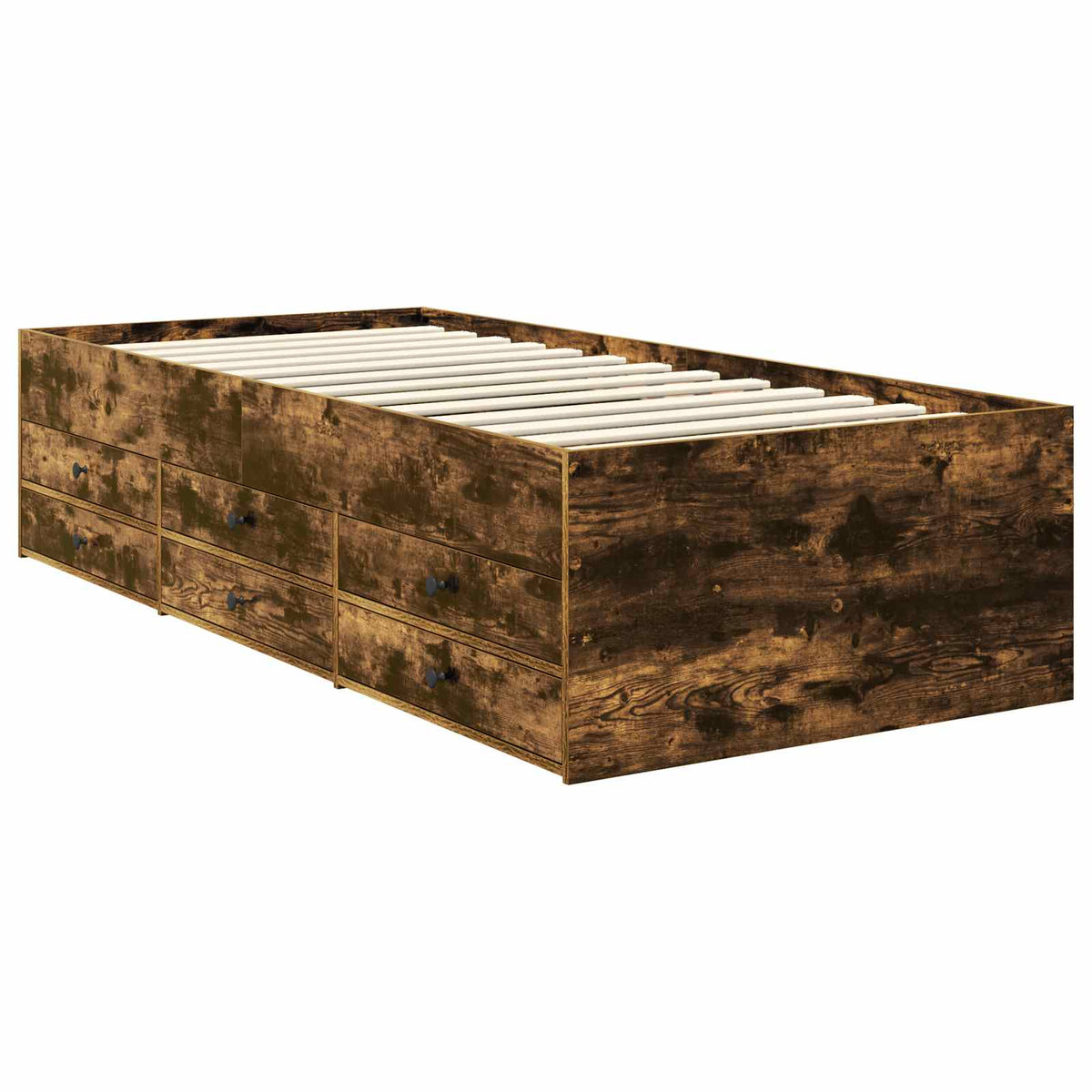 Krevet na dan s ladicama Dimnjeni hrast i crna 100 x 200 cm
