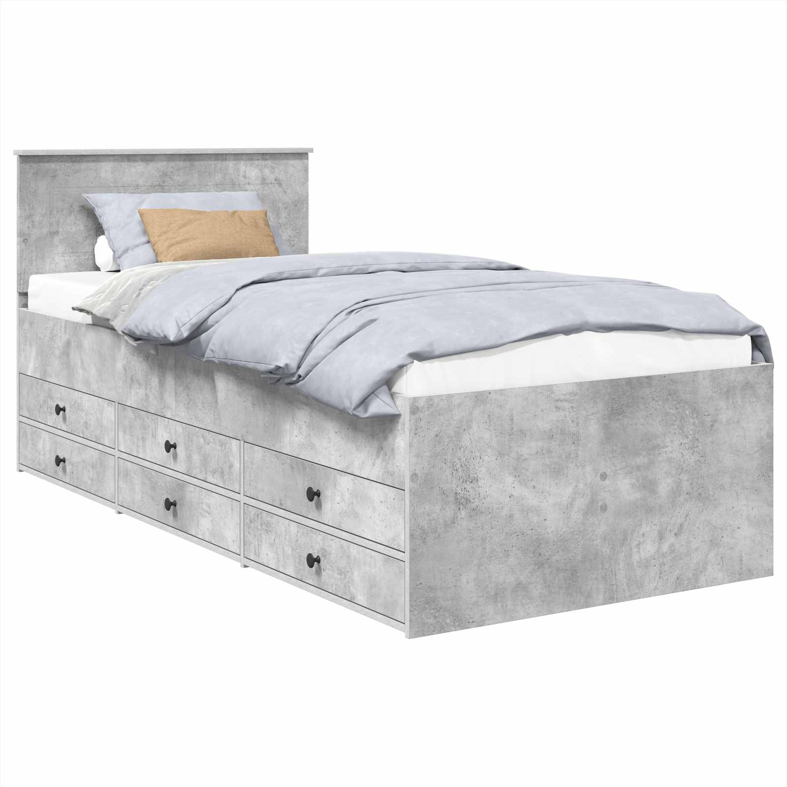Krevet na dan Beton siva i crna 90 x 190 cm Konstruirano drvo