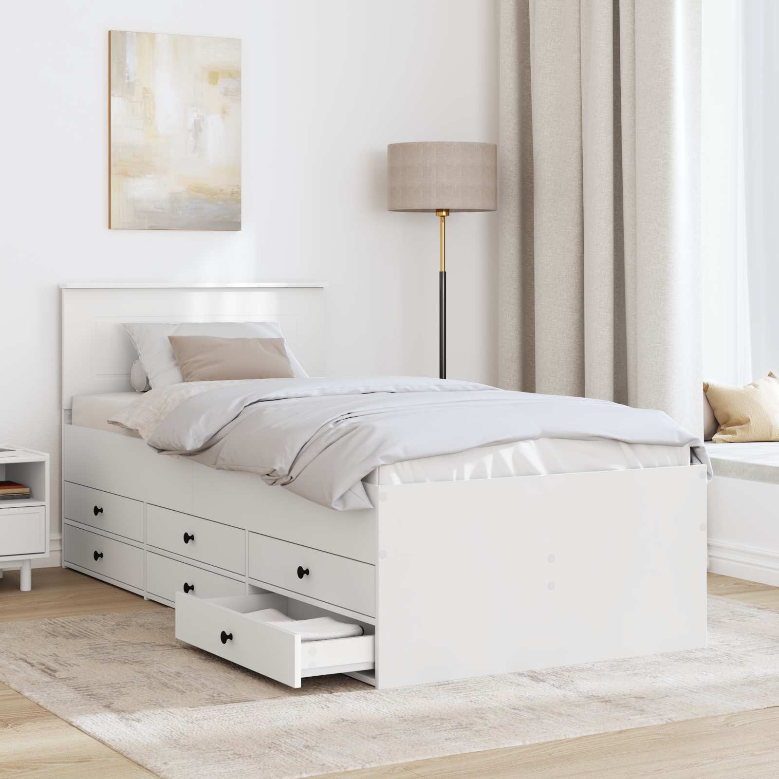 Krevet na dan Bijela i crna 75 x 190 cm Konstruirano drvo