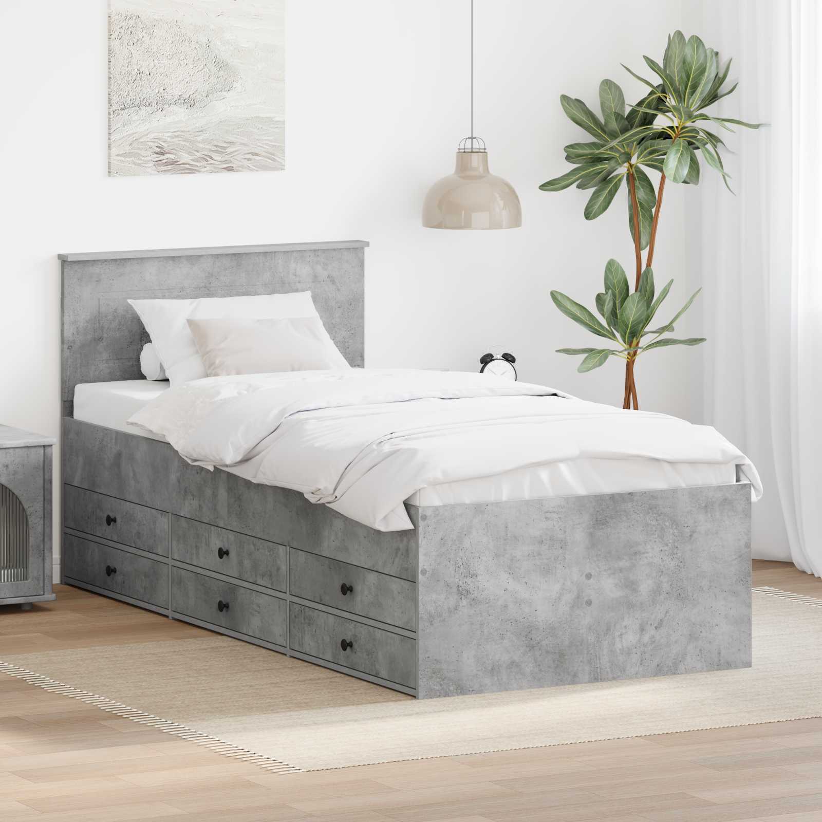 Krevet na dan Beton siva i crna 70 x 190 cm Konstruirano drvo