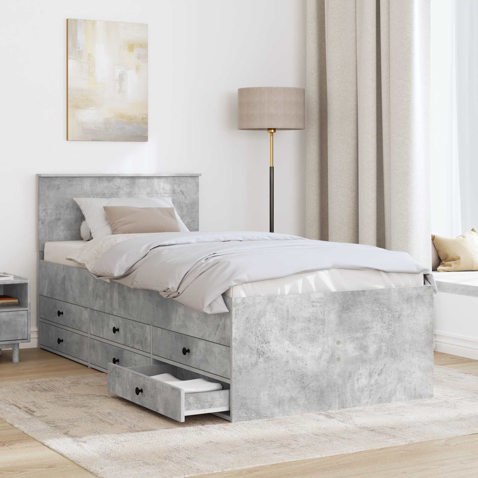 Krevet na dan Beton siva i crna 70 x 190 cm Konstruirano drvo