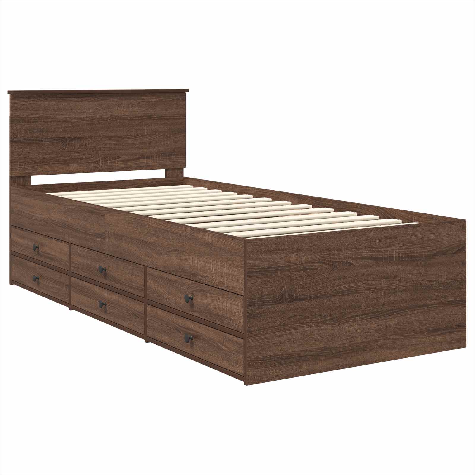 Krevet na dan Smeđi hrast i crna 75 x 190 cm Konstruirano drvo