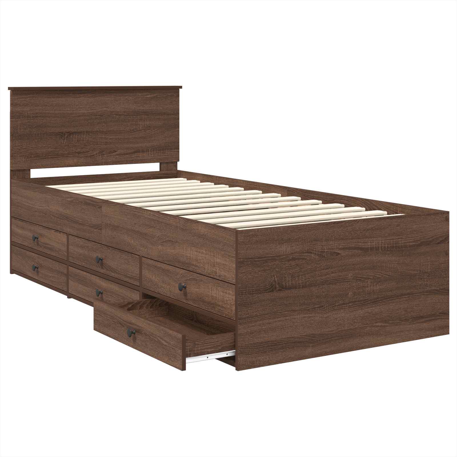 Krevet na dan Smeđi hrast i crna 75 x 190 cm Konstruirano drvo