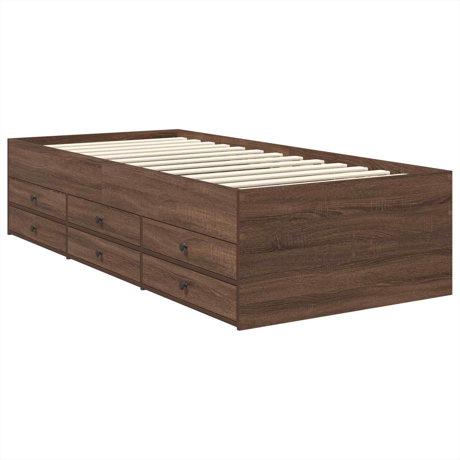 Krevet na dan Smeđi hrast i crna 75 x 190 cm Konstruirano drvo