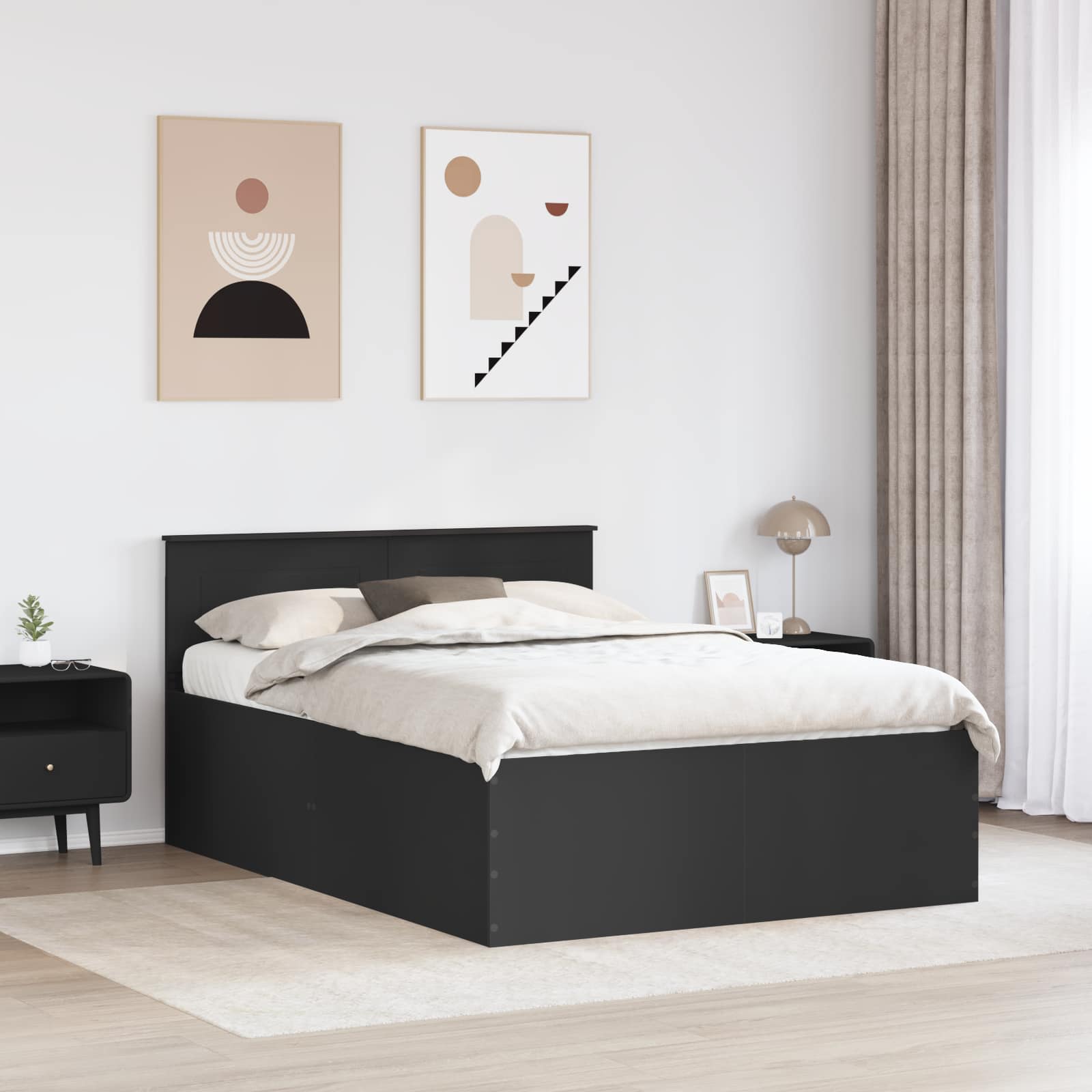 Krevetna konstrukcija Crna 140 x 200 cm Konstruirano drvo
