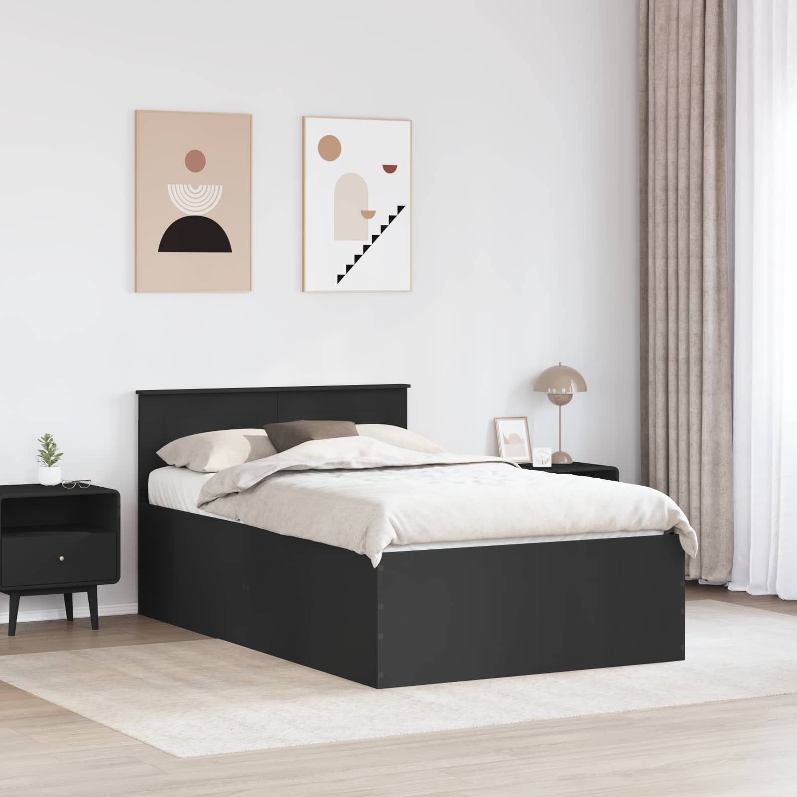 Krevetna konstrukcija Crna 120 x 200 cm Konstruirano drvo