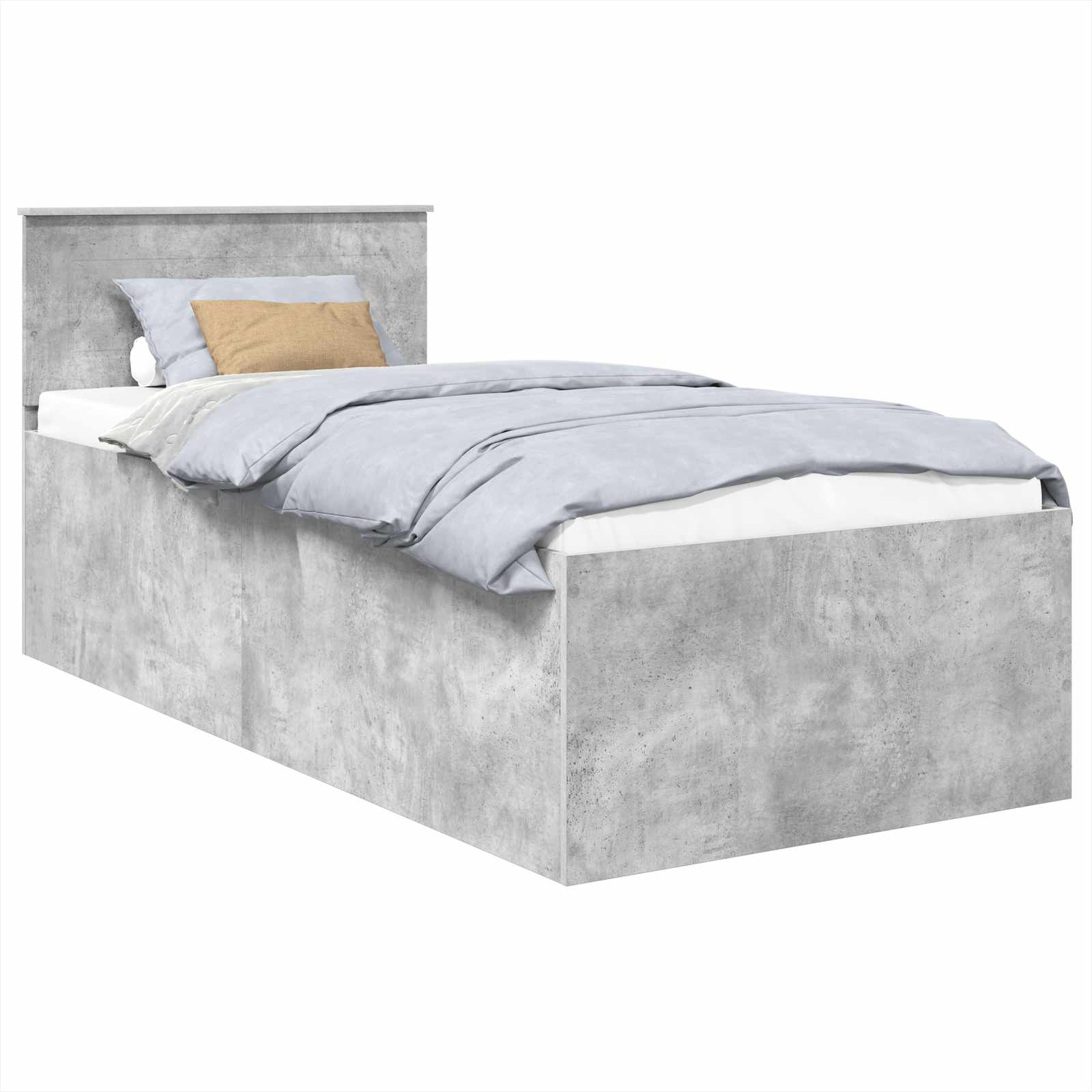 Krevetna konstrukcija s uzglavljem Betonski sivi 75 x 190 cm