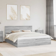Krevetna konstrukcija s uzglavljem Siva Sonoma 200 x 200 cm