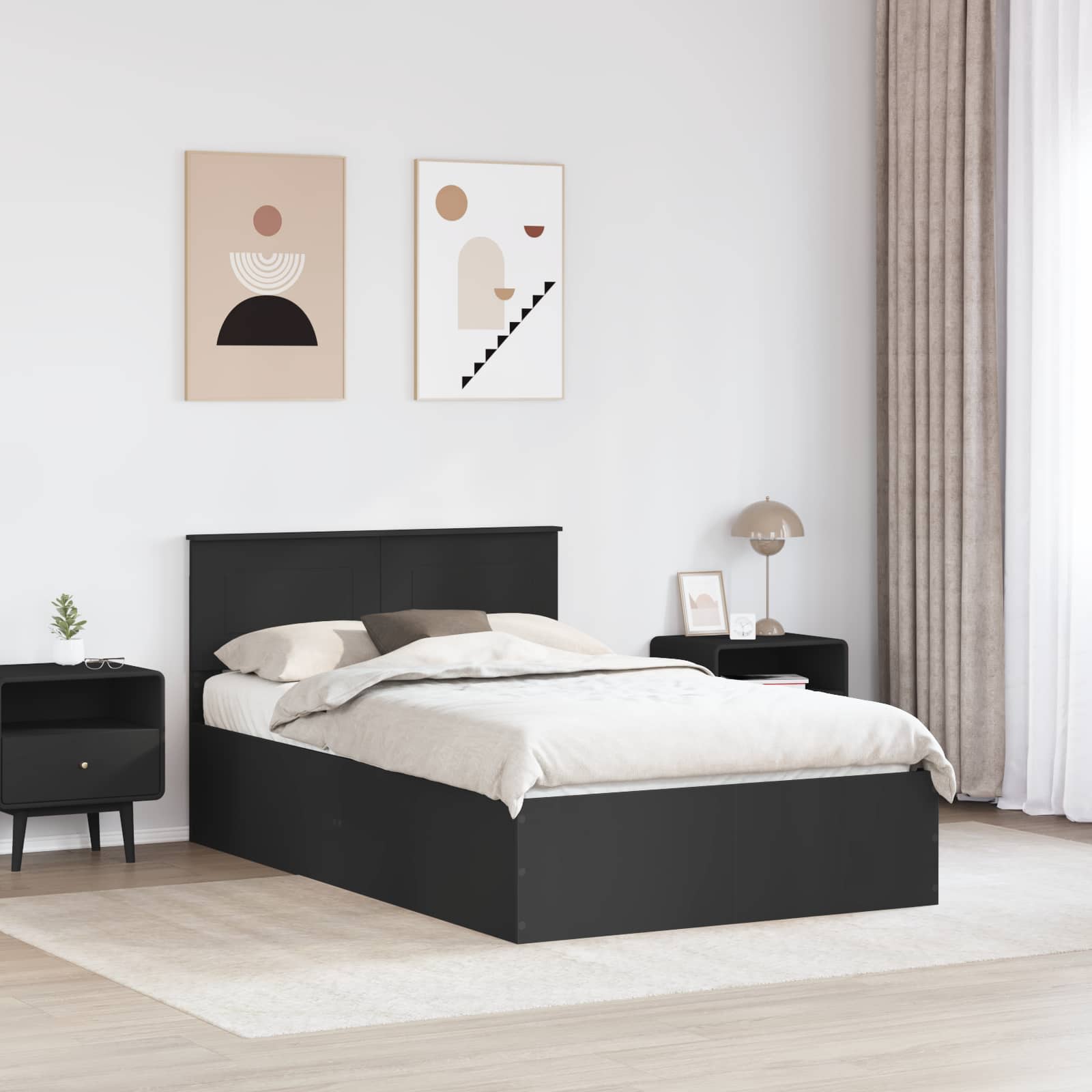 Krevetna konstrukcija Crna 120 x 190 cm Konstruirano drvo