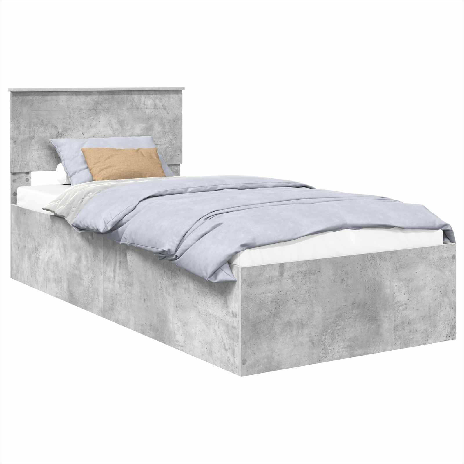 Krevetna konstrukcija s uzglavljem Betonski sivi 75 x 190 cm