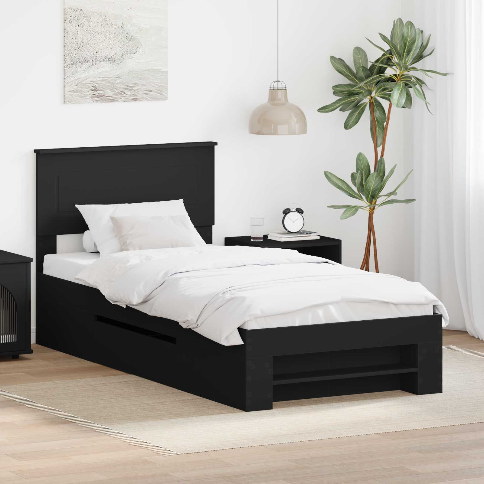 Krevetna konstrukcija Crna 90 x 200 cm Konstruirano drvo