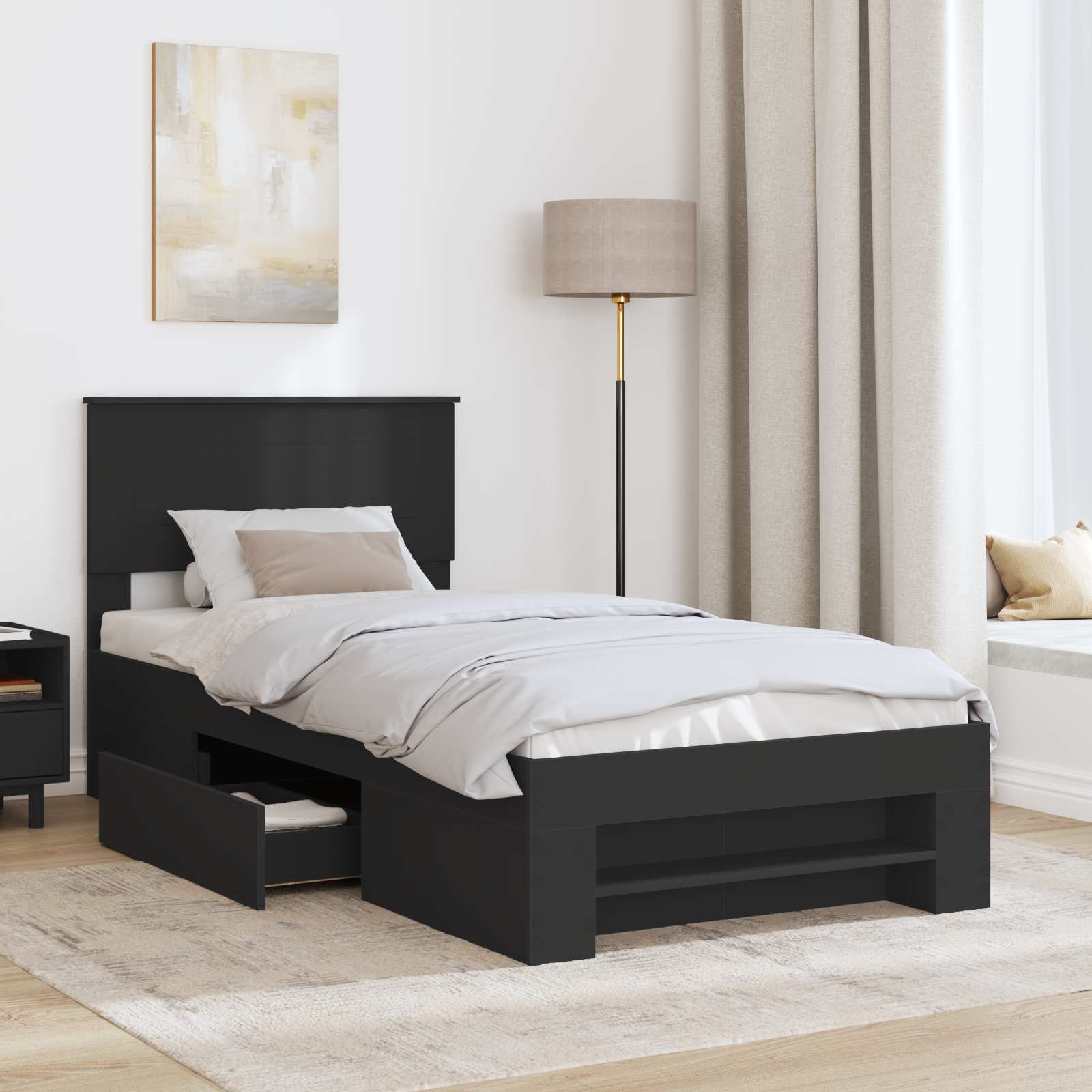 Krevetna konstrukcija Crna 90 x 200 cm Konstruirano drvo