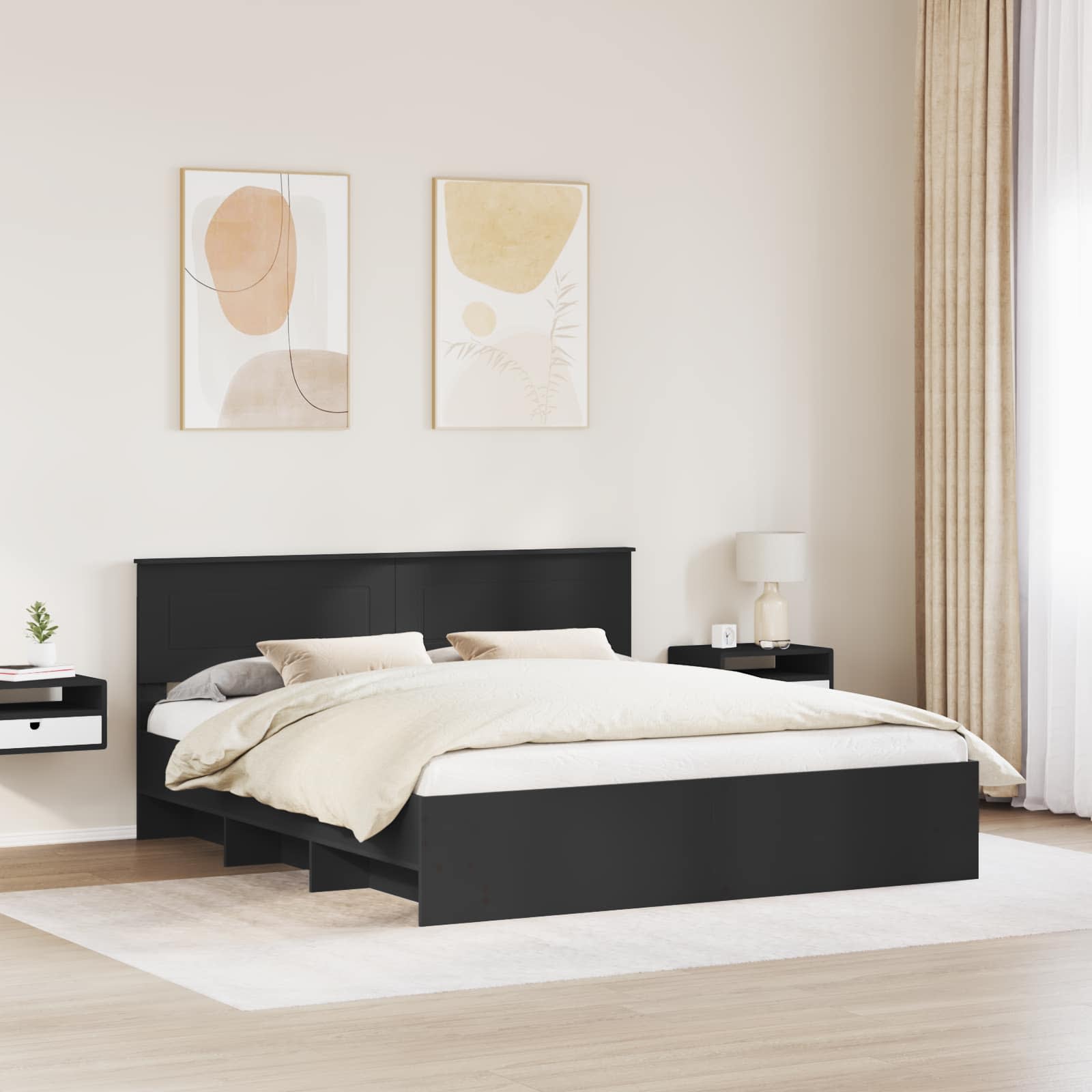 Krevetna konstrukcija Crna 200 x 200 cm Konstruirano drvo