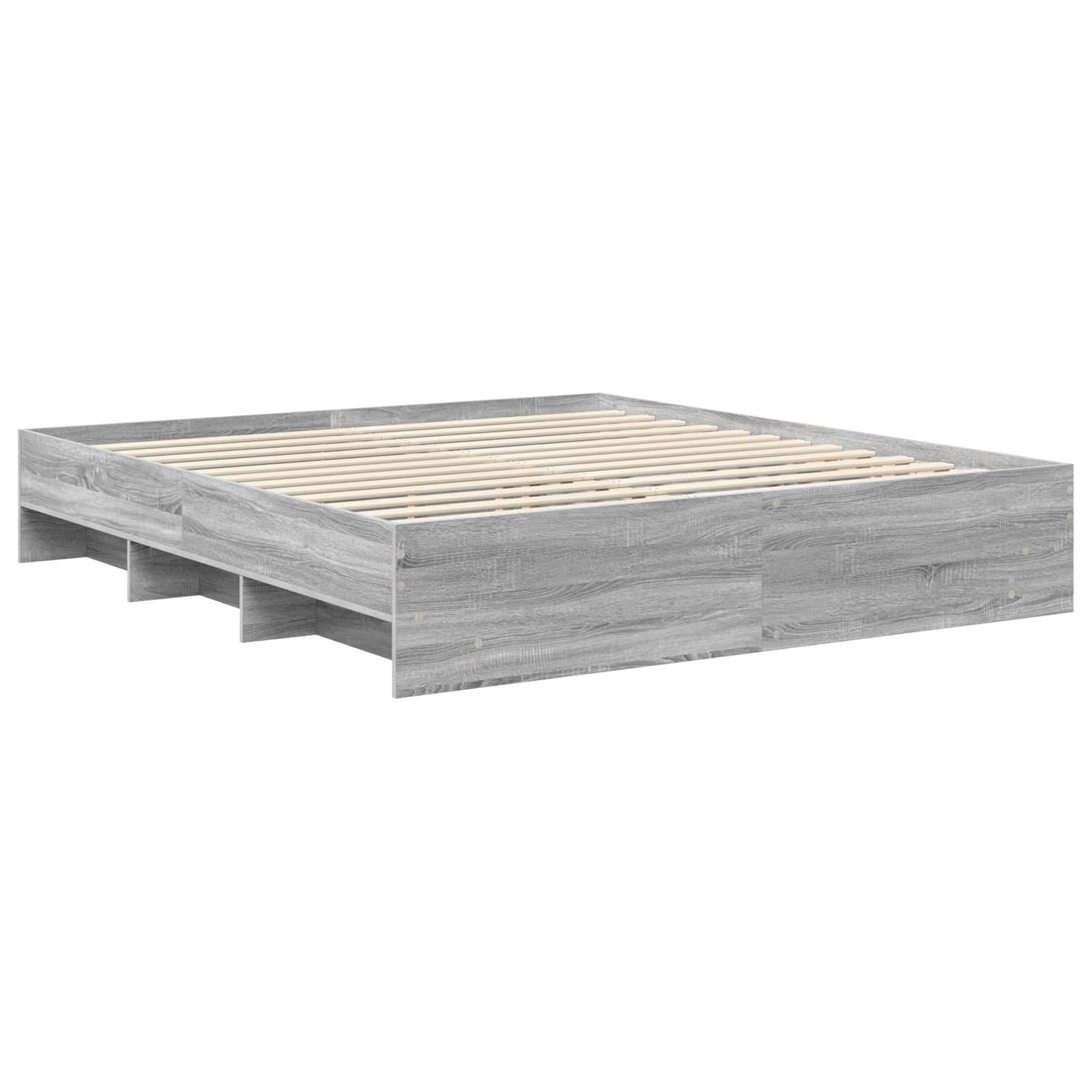 Krevetna konstrukcija s uzglavljem Siva Sonoma 200 x 200 cm