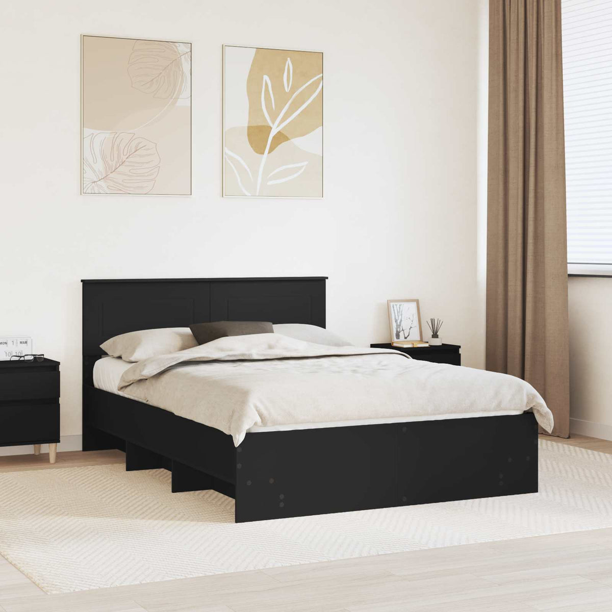 Krevetna konstrukcija Crna 150 x 200 cm Konstruirano drvo
