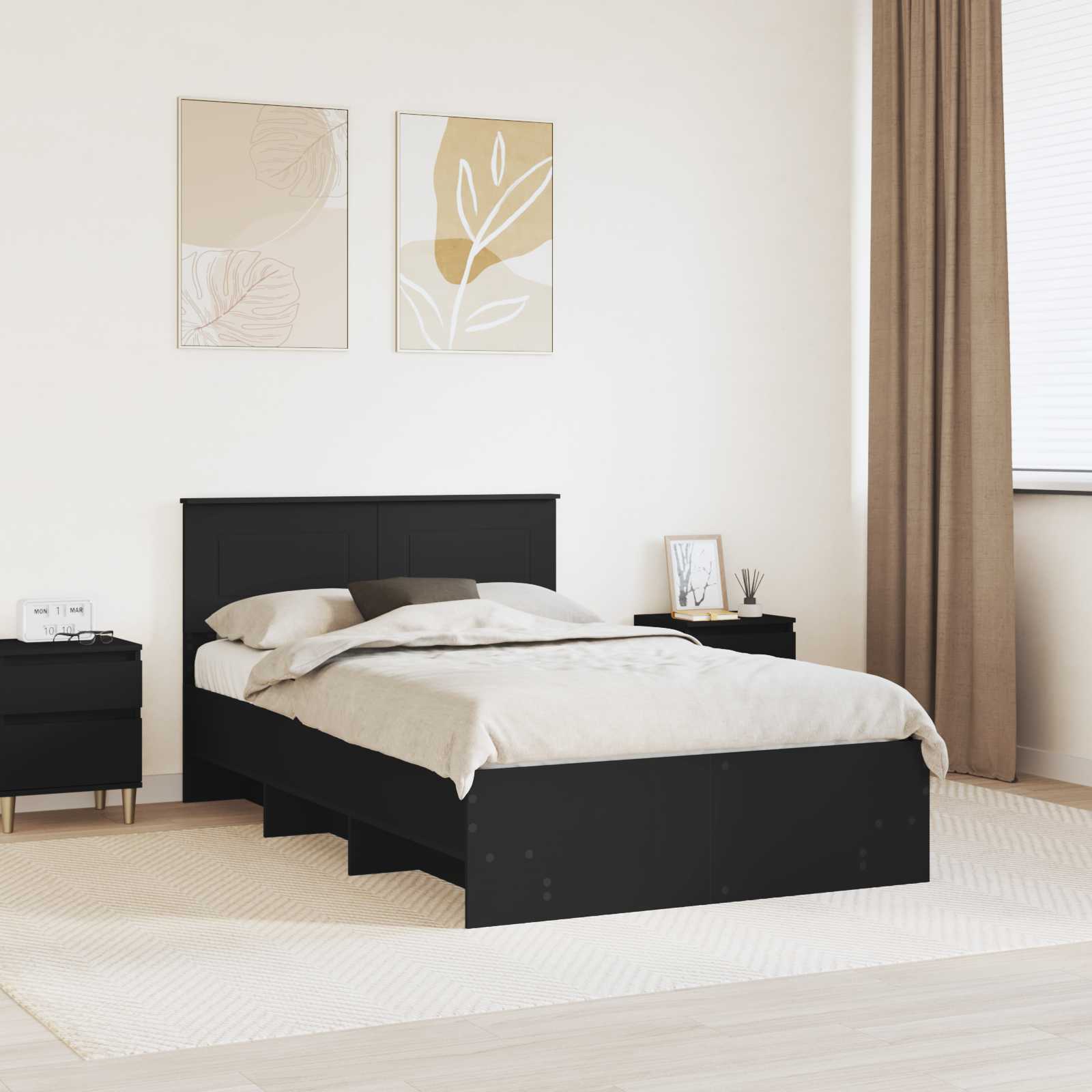Krevetna konstrukcija Crna 137 x 203 cm Konstruirano drvo