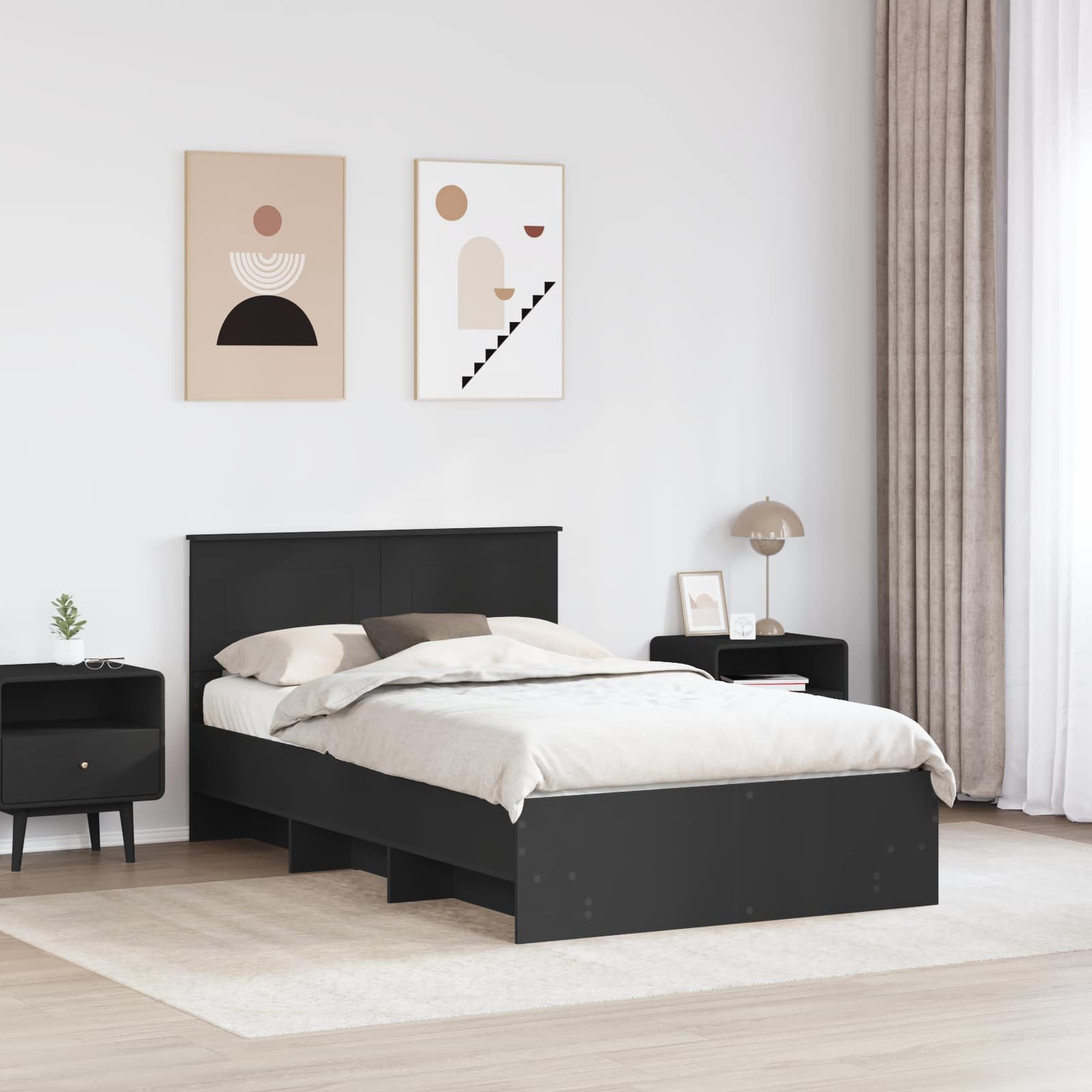 Krevetna konstrukcija Crna 137 x 203 cm Konstruirano drvo