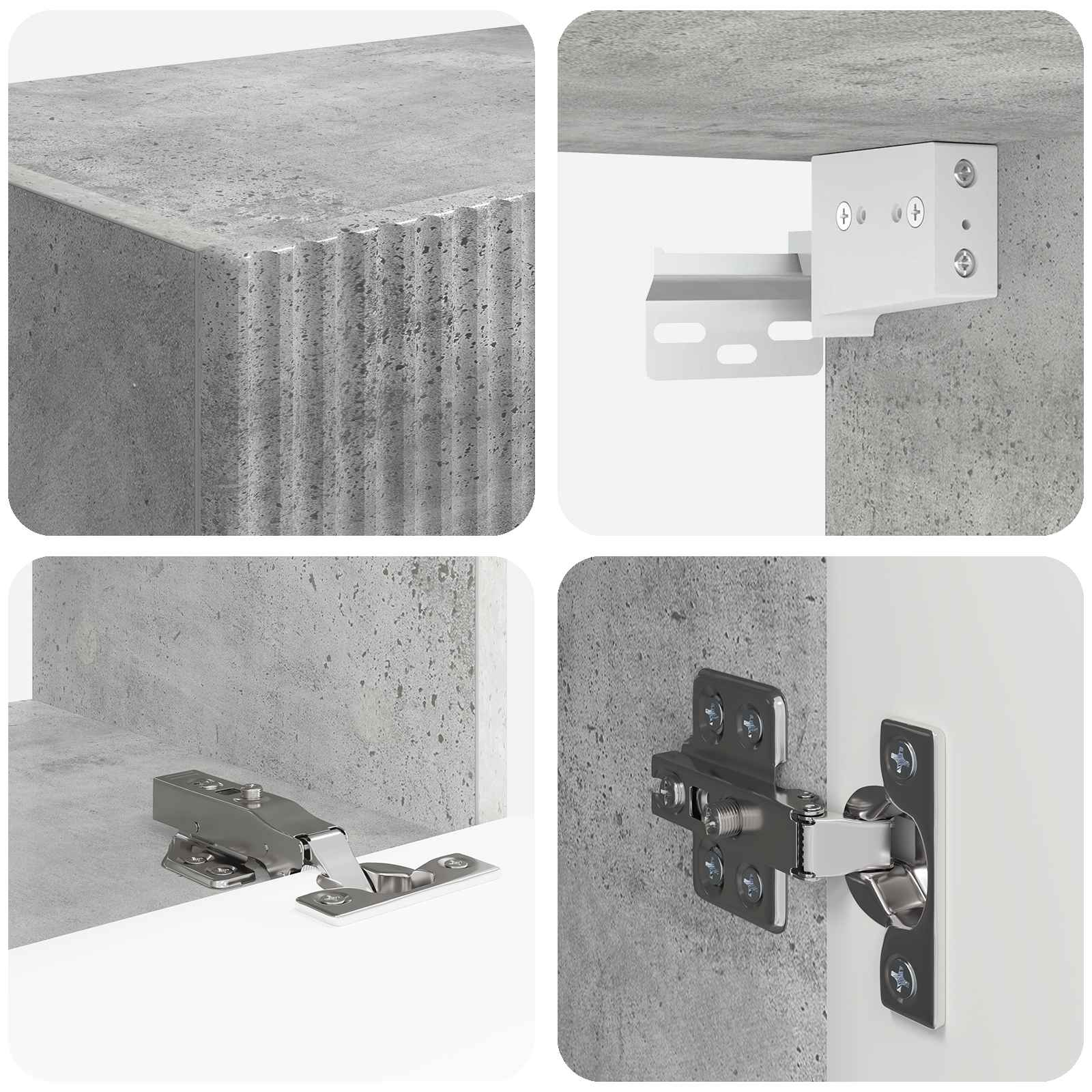 Set zidnog ormarića za TV 4 pcs Betonski sivi Konstruirano drvo