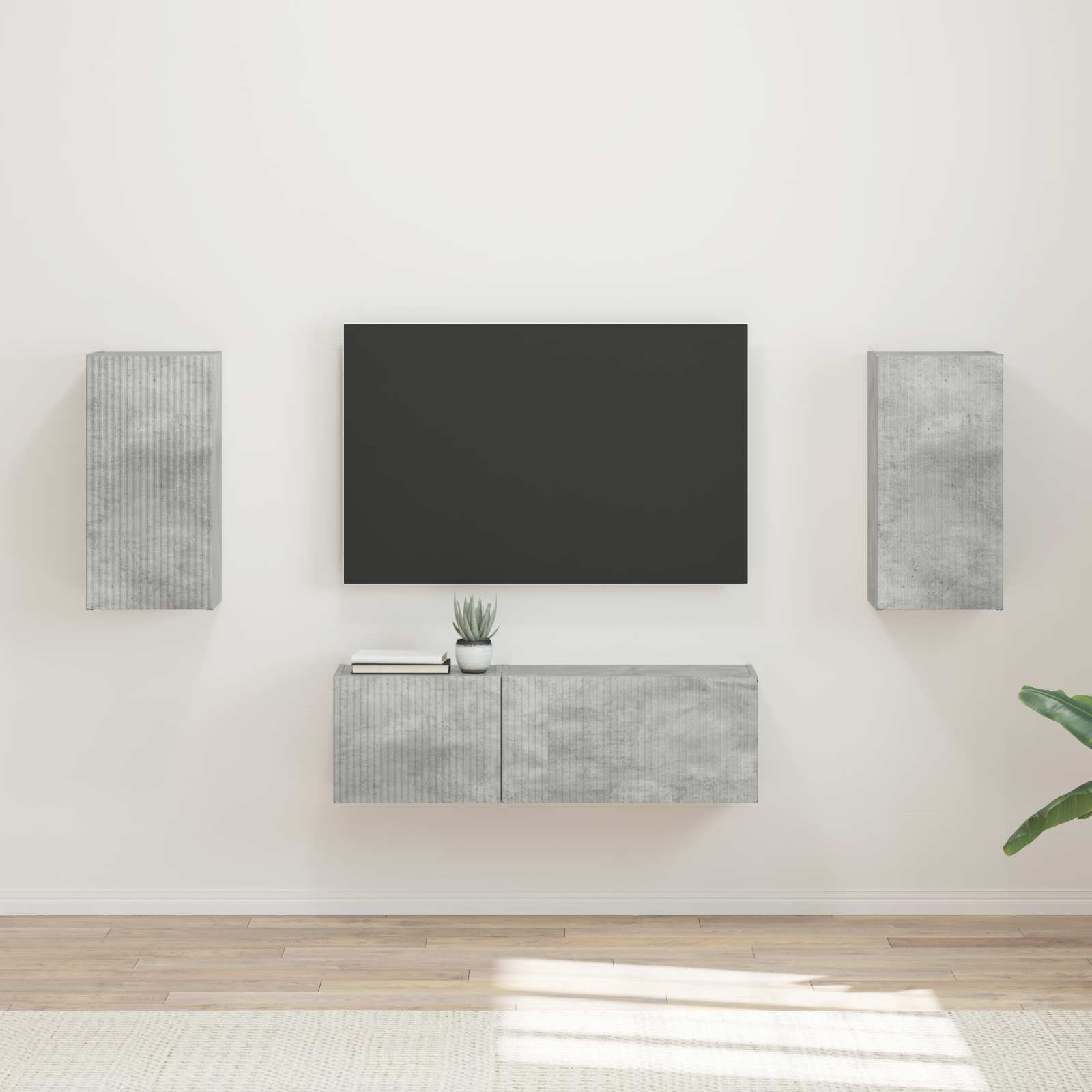 Set zidnog ormarića za TV 4 pcs Betonski sivi Konstruirano drvo