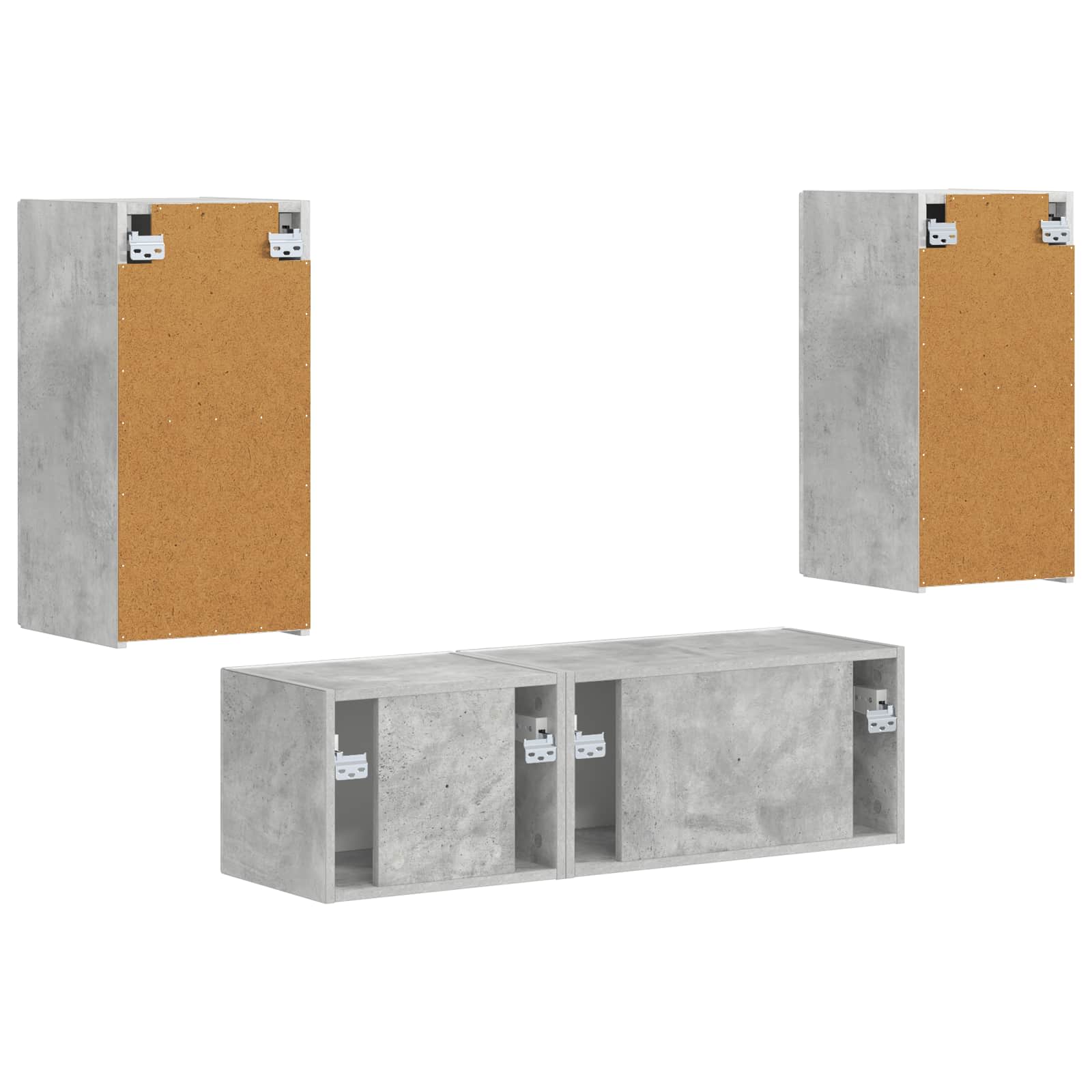 Set zidnog ormarića za TV 4 pcs Betonski sivi Konstruirano drvo