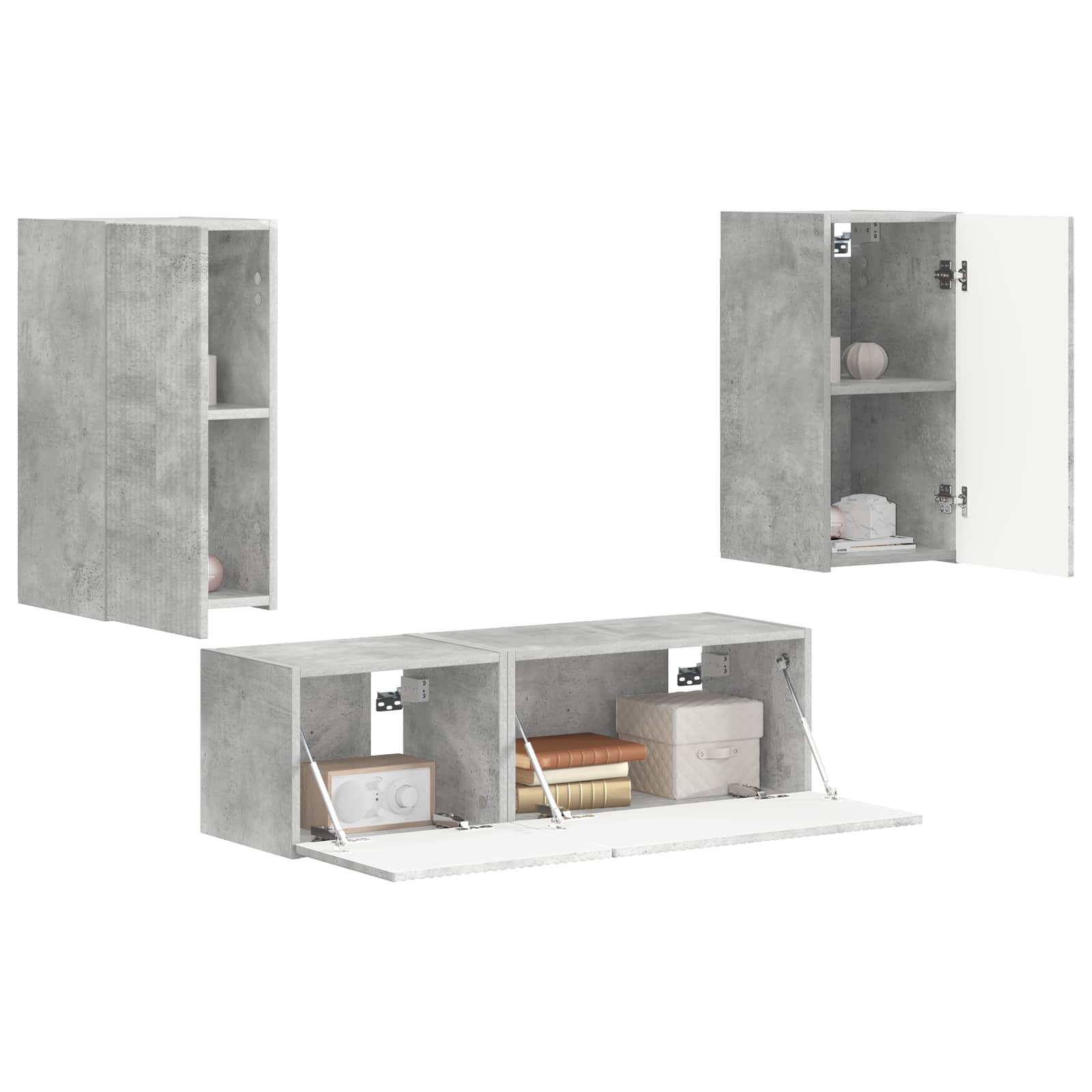 Set zidnog ormarića za TV 4 pcs Betonski sivi Konstruirano drvo