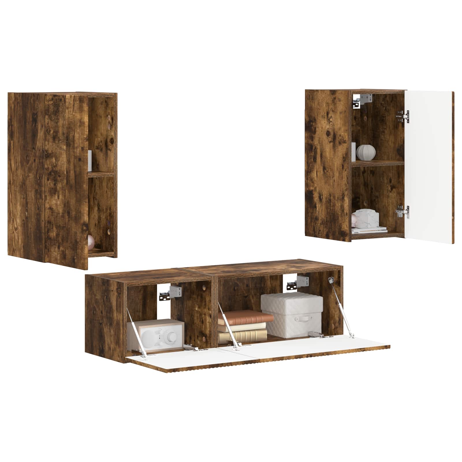 Set zidnog ormarića za TV Zidne 4 pcs Dimljeni hrast
