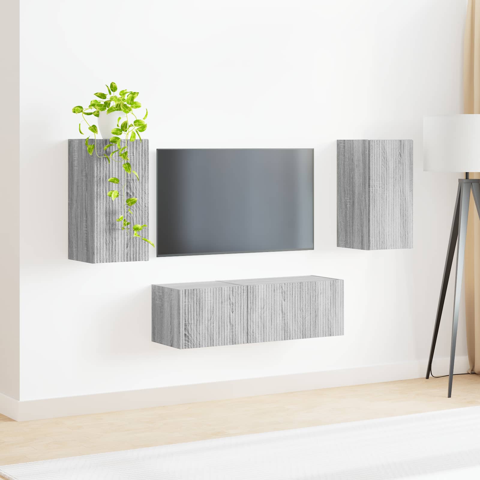 Set zidnog ormarića za TV 4 pcs Siva Sonoma Konstruirano drvo