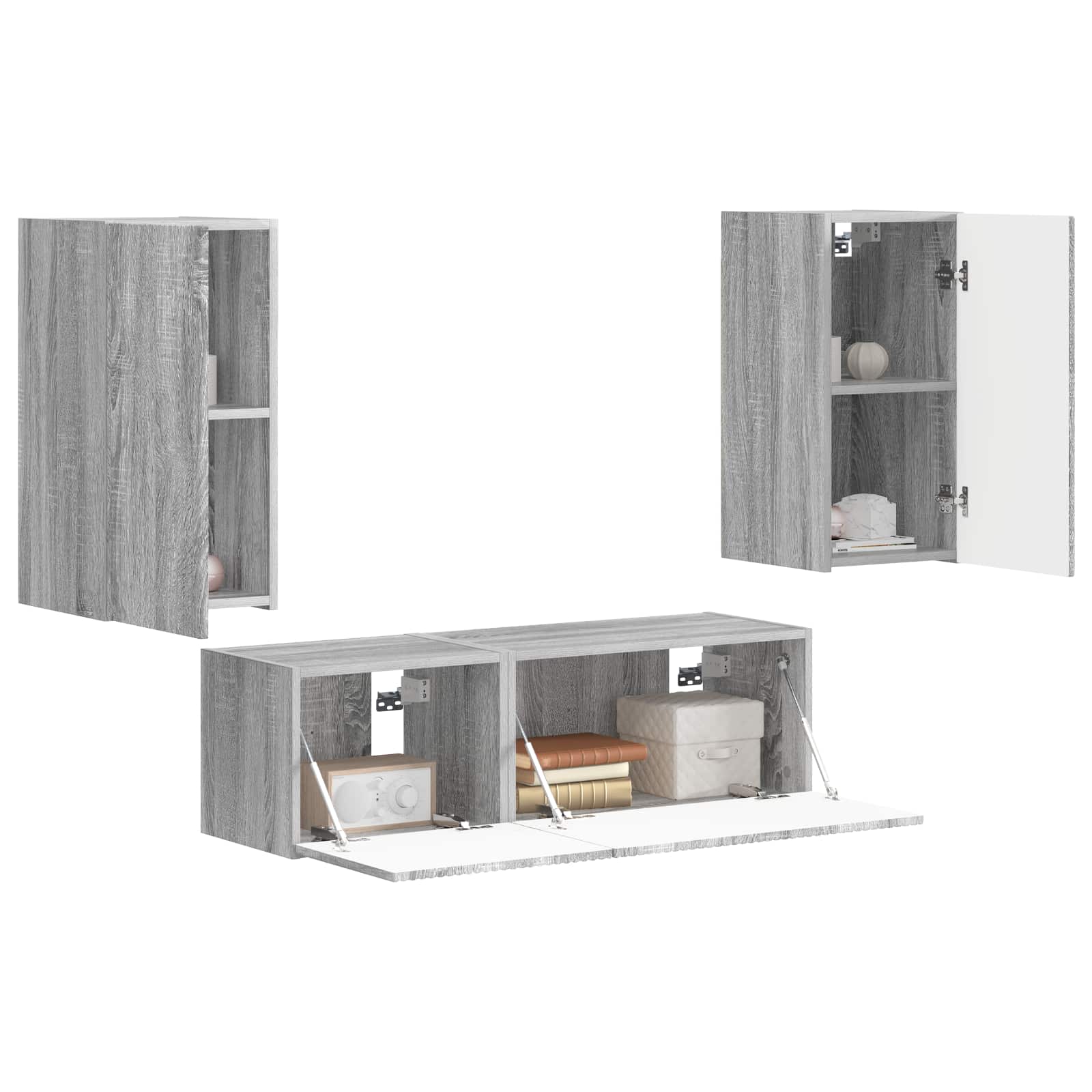 Set zidnog ormarića za TV 4 pcs Siva Sonoma Konstruirano drvo