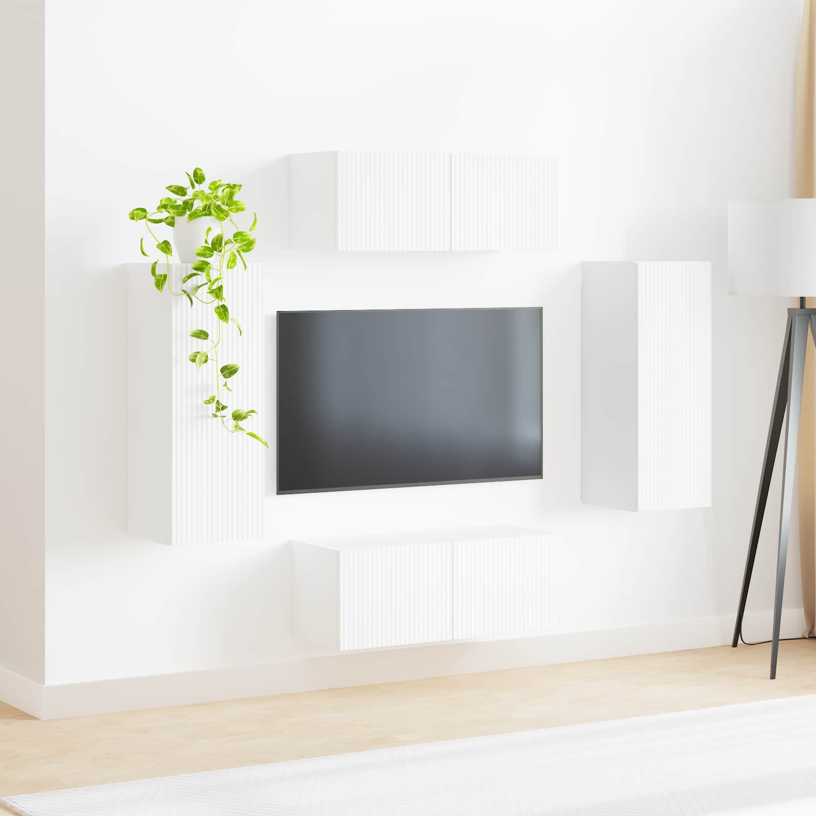 Set zidnog ormarića za TV Zidne 4 pcs Bijelo Konstruirano drvo