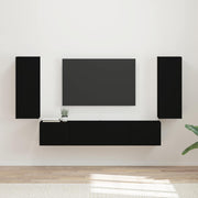 Set zidnog ormarića za TV Zidne 4 pcs Crna Konstruirano drvo
