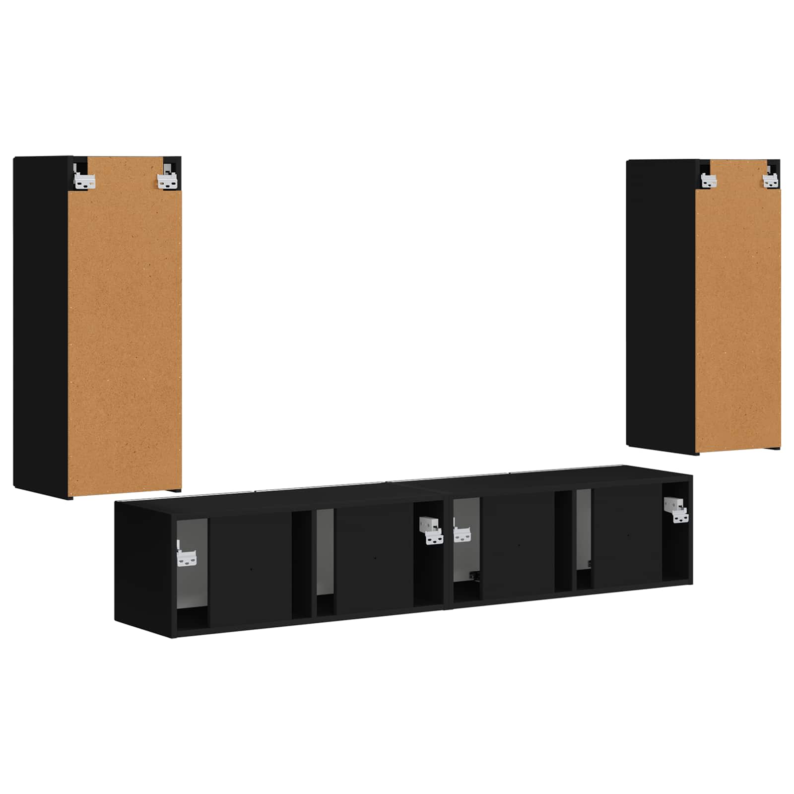 Set zidnog ormarića za TV Zidne 4 pcs Crna Konstruirano drvo