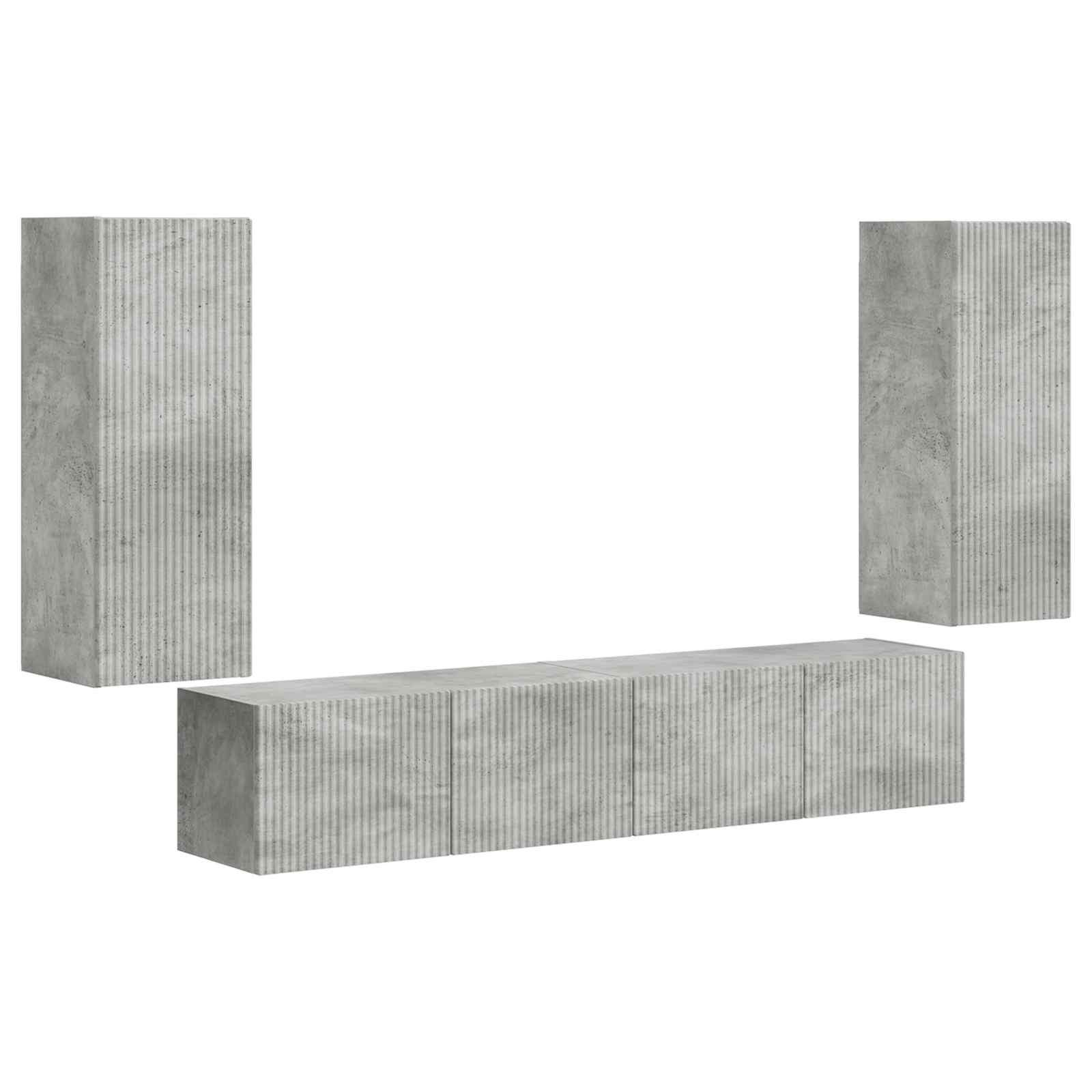 Set zidnog ormarića za TV 4 pcs Betonski sivi Konstruirano drvo