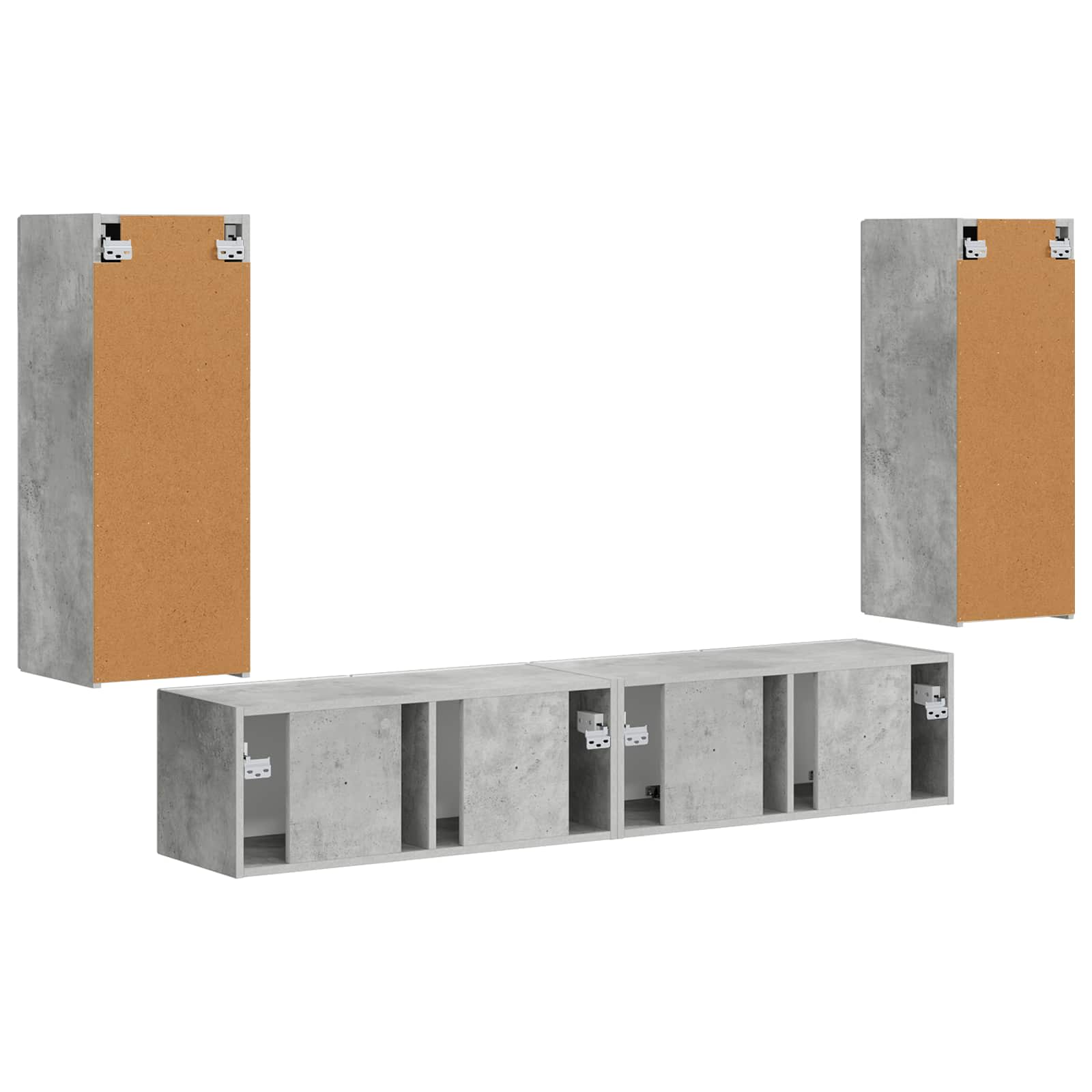 Set zidnog ormarića za TV 4 pcs Betonski sivi Konstruirano drvo