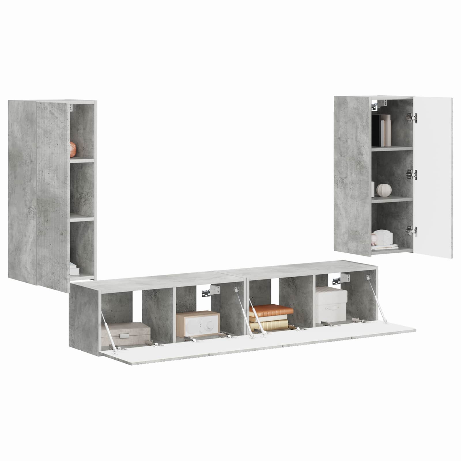 Set zidnog ormarića za TV 4 pcs Betonski sivi Konstruirano drvo