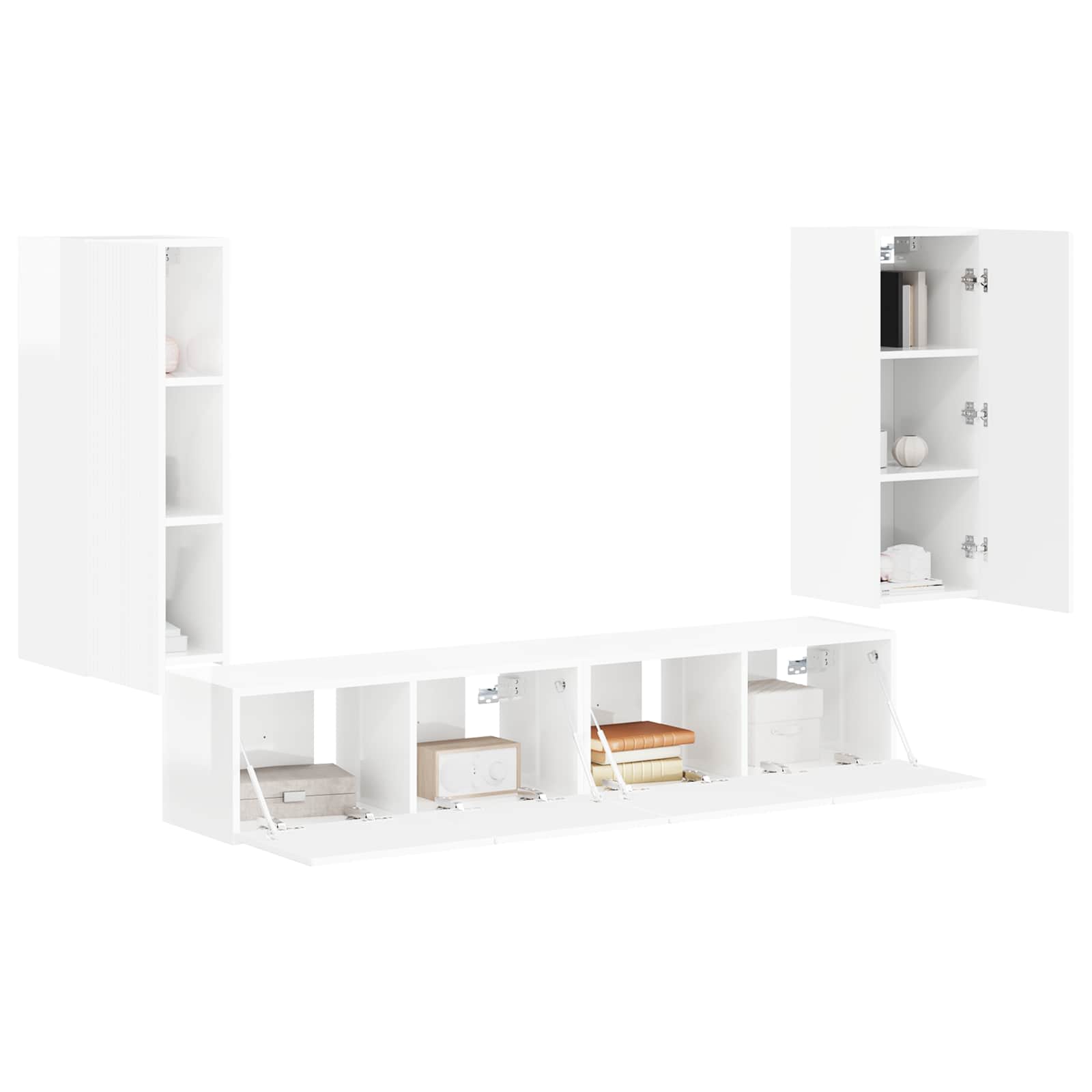 Set zidnog ormarića za TV Zidne 4 pcs Visoki sjaj bijela