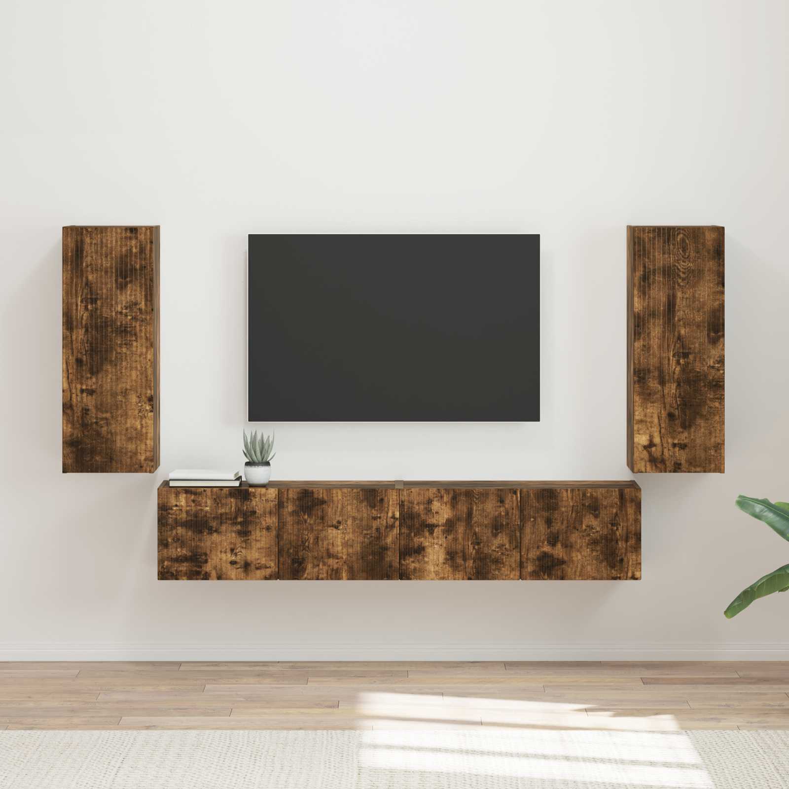 Set zidnog ormarića za TV Zidne 4 pcs Dimljeni hrast