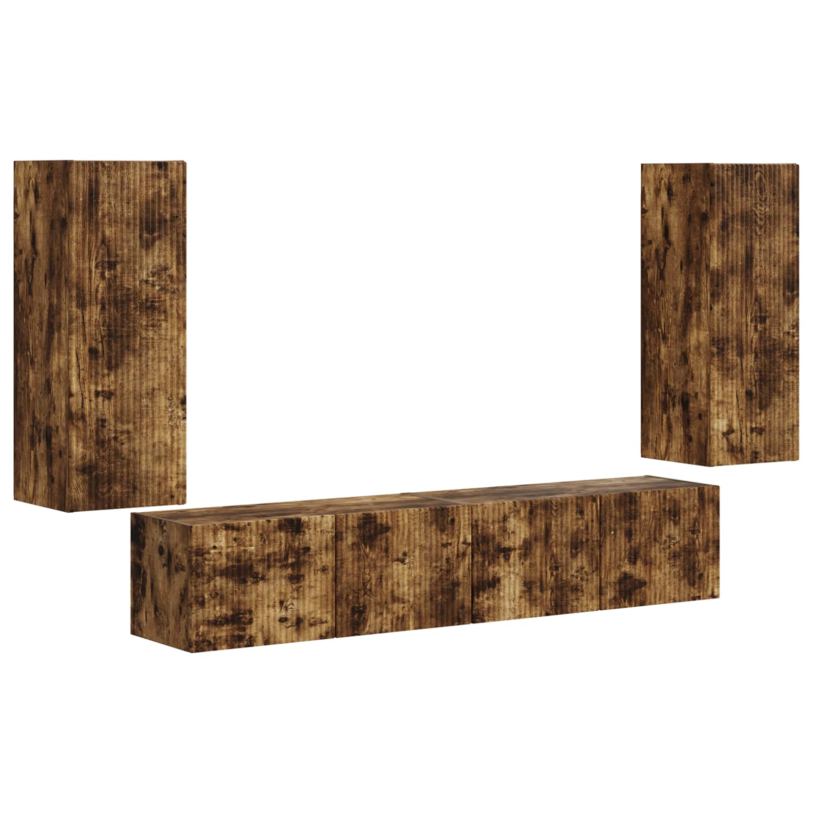 Set zidnog ormarića za TV Zidne 4 pcs Dimljeni hrast