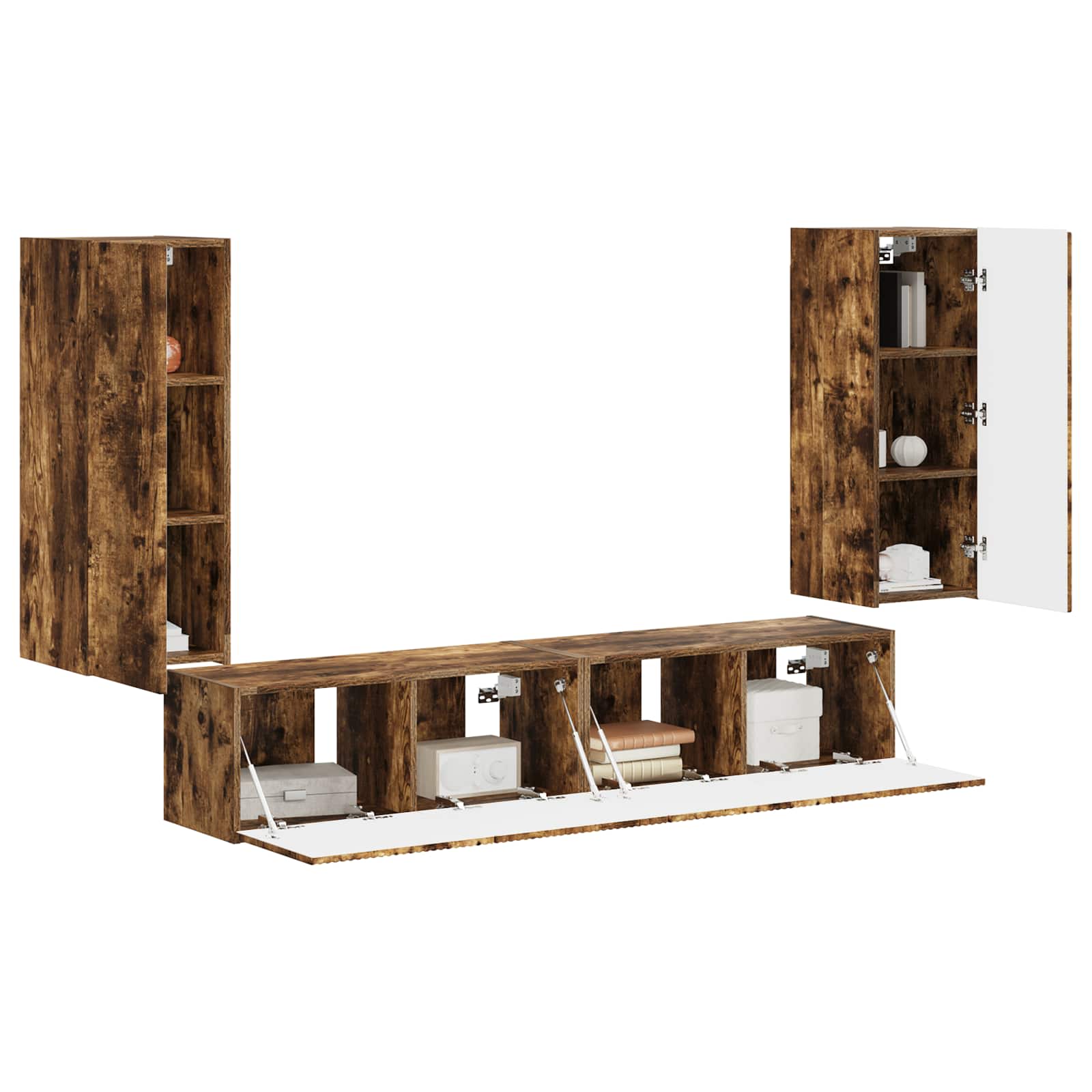 Set zidnog ormarića za TV Zidne 4 pcs Dimljeni hrast