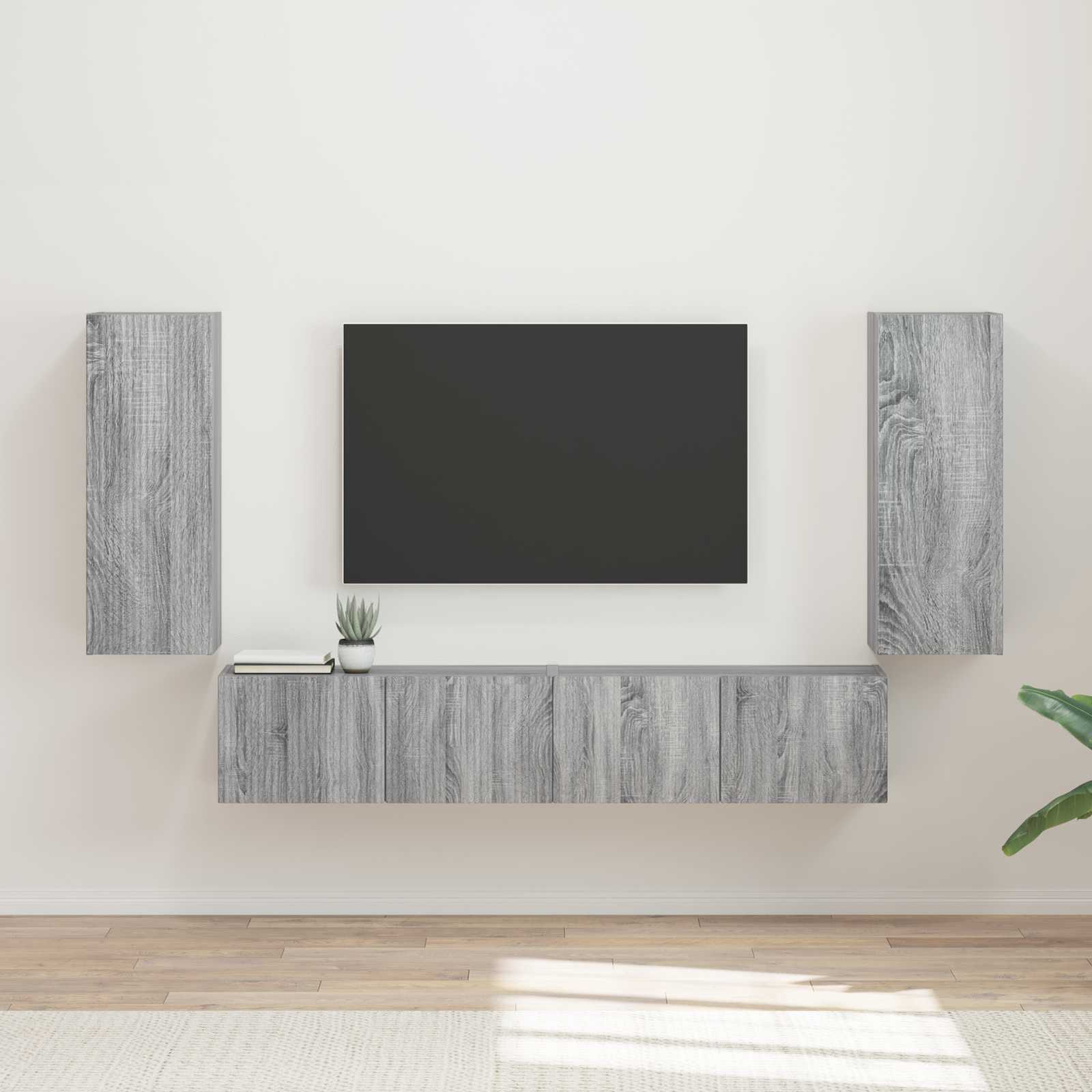 Set zidnog ormarića za TV 4 pcs Siva Sonoma Konstruirano drvo