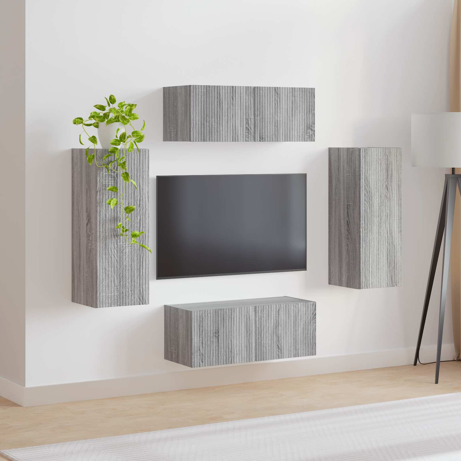 Set zidnog ormarića za TV 4 pcs Siva Sonoma Konstruirano drvo
