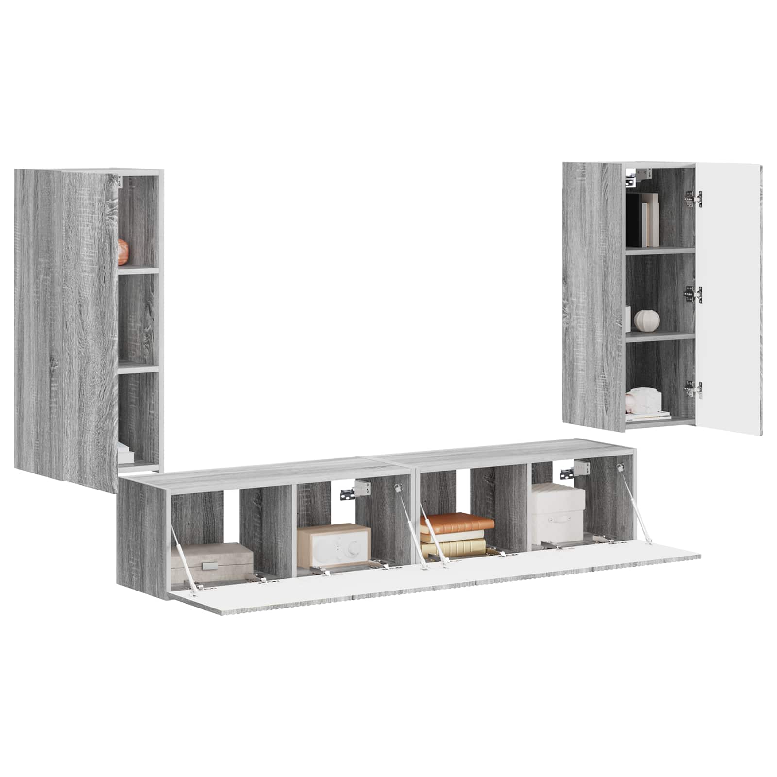 Set zidnog ormarića za TV 4 pcs Siva Sonoma Konstruirano drvo