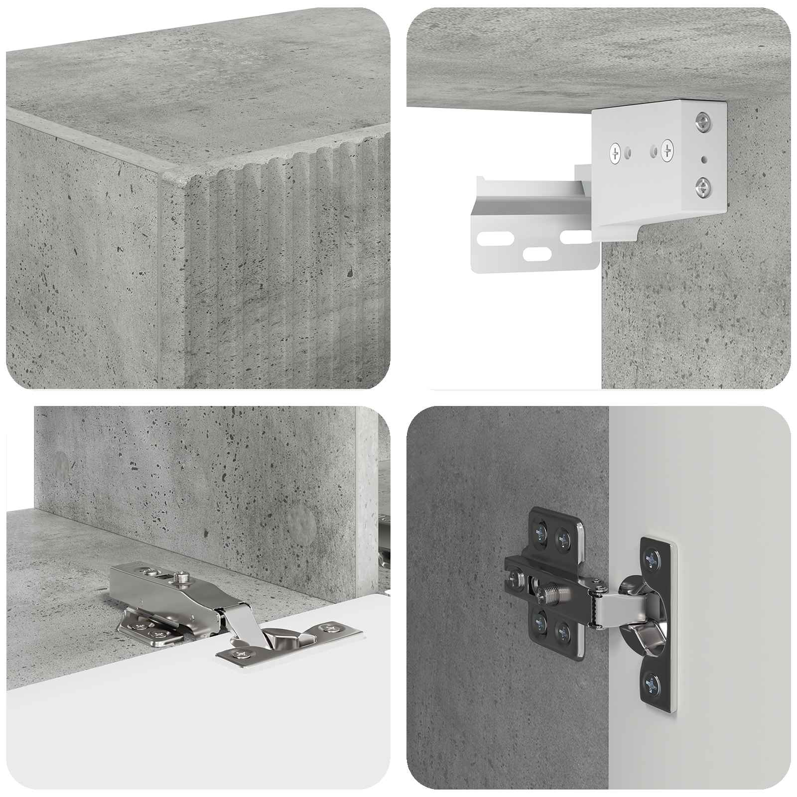 Set zidnog ormarića za TV 4 pcs Betonski sivi Konstruirano drvo
